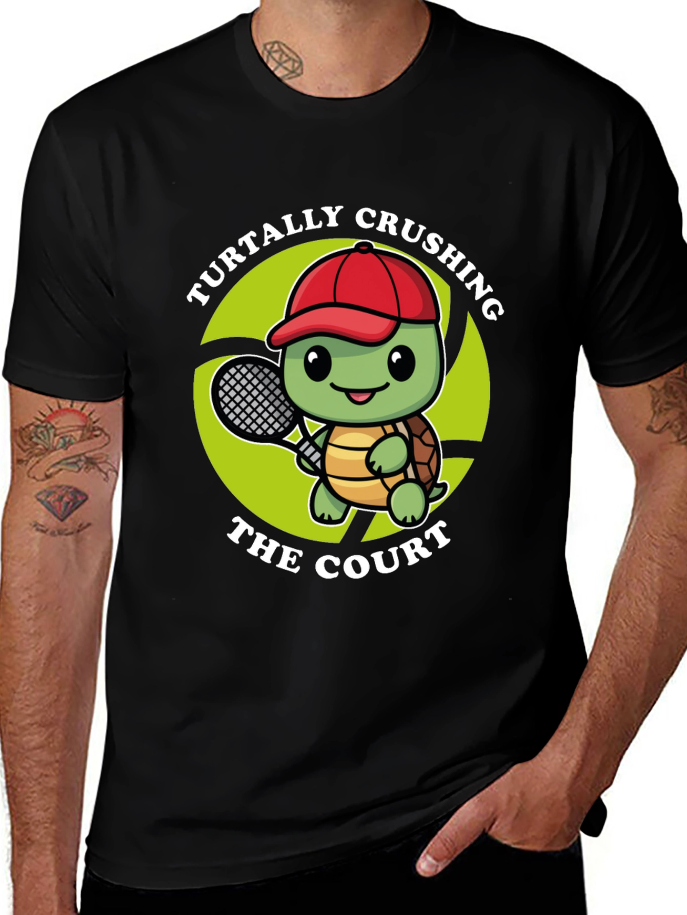 Turtally Crushing It! Tennis Turtle Graphic Tee