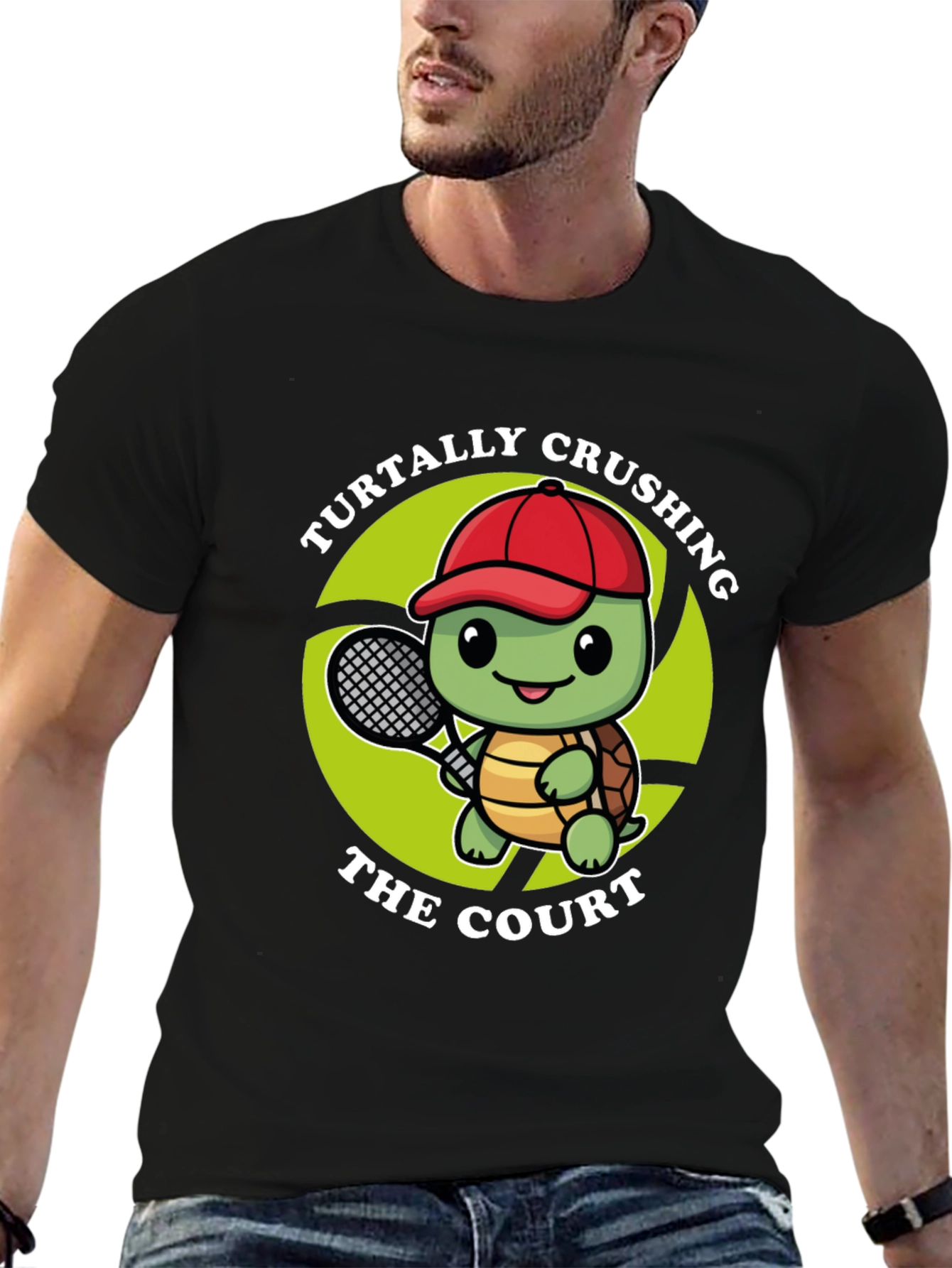 Turtally Crushing It! Tennis Turtle Graphic Tee