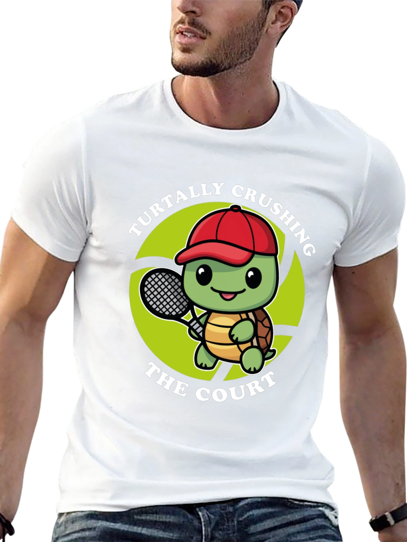 Turtally Crushing It! Tennis Turtle Graphic Tee