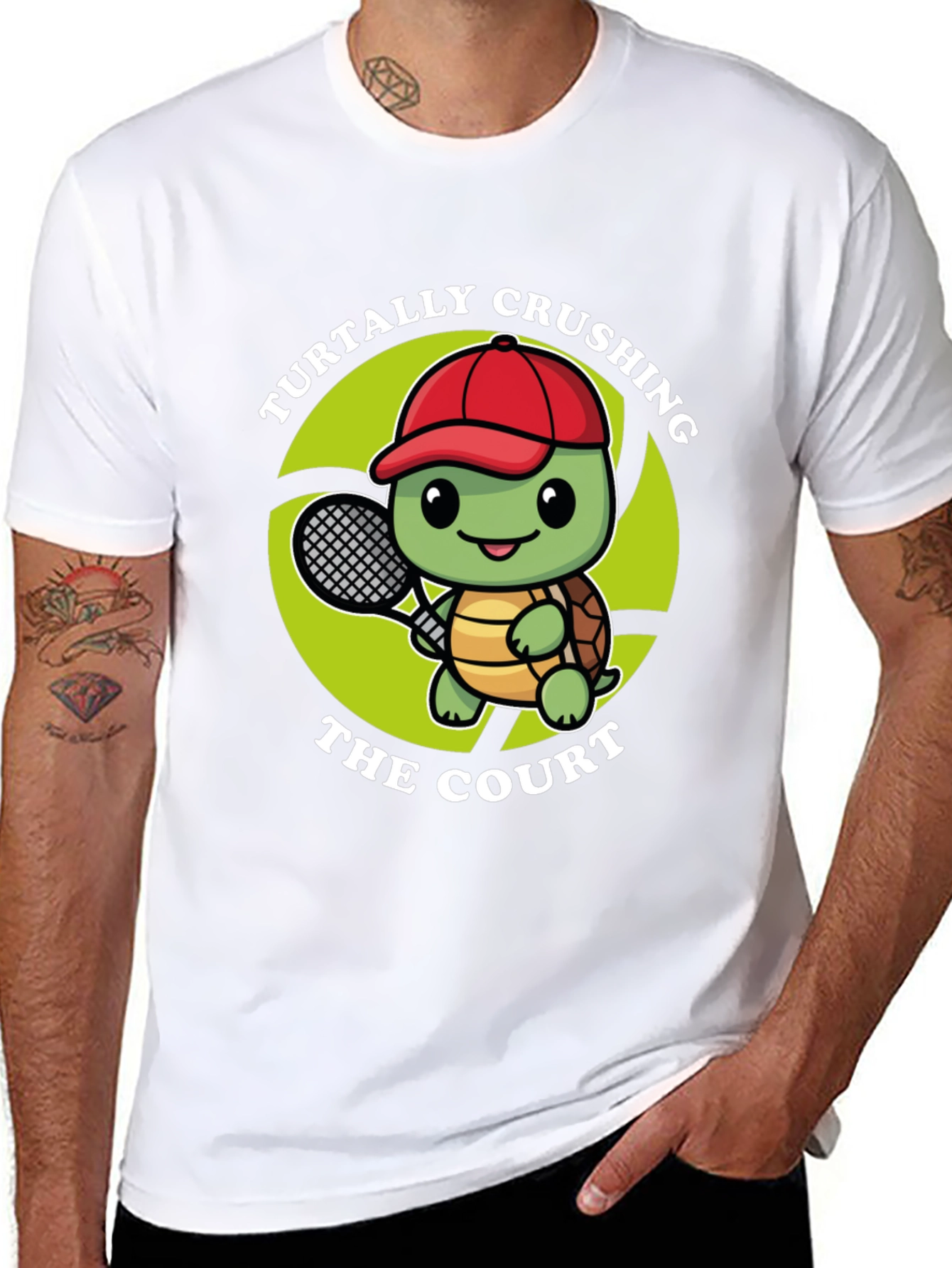Turtally Crushing It! Tennis Turtle Graphic Tee