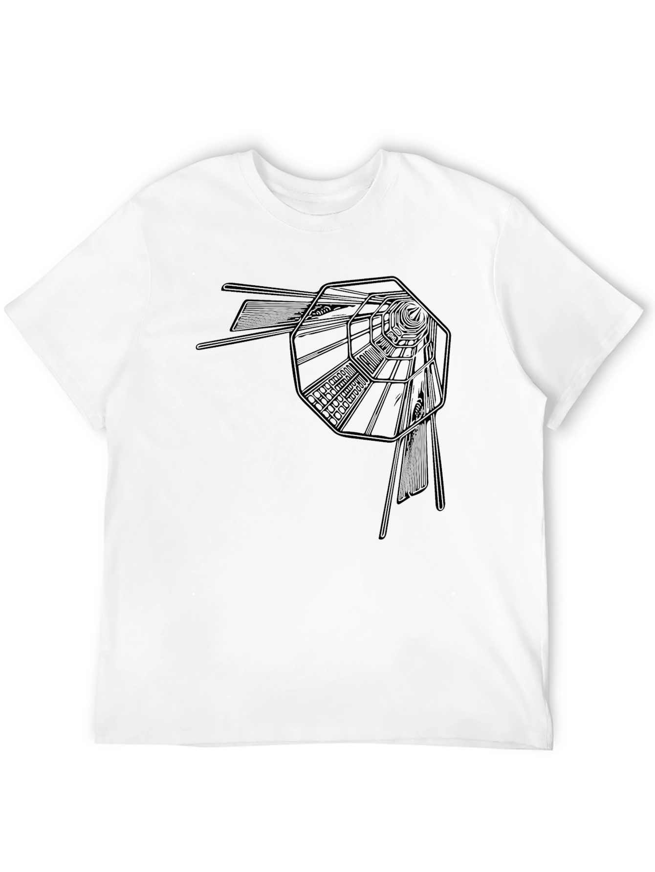Mens Black Tee with Abstract Tunnel Print