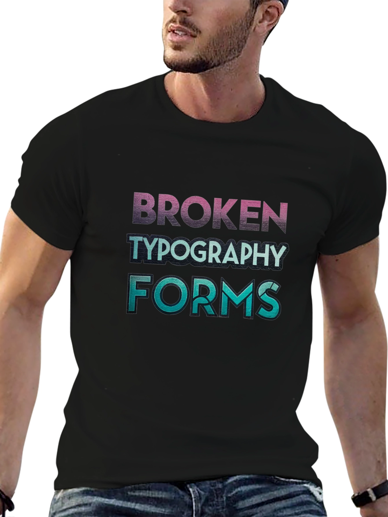 Broken Typography Forms Graphic T-Shirt