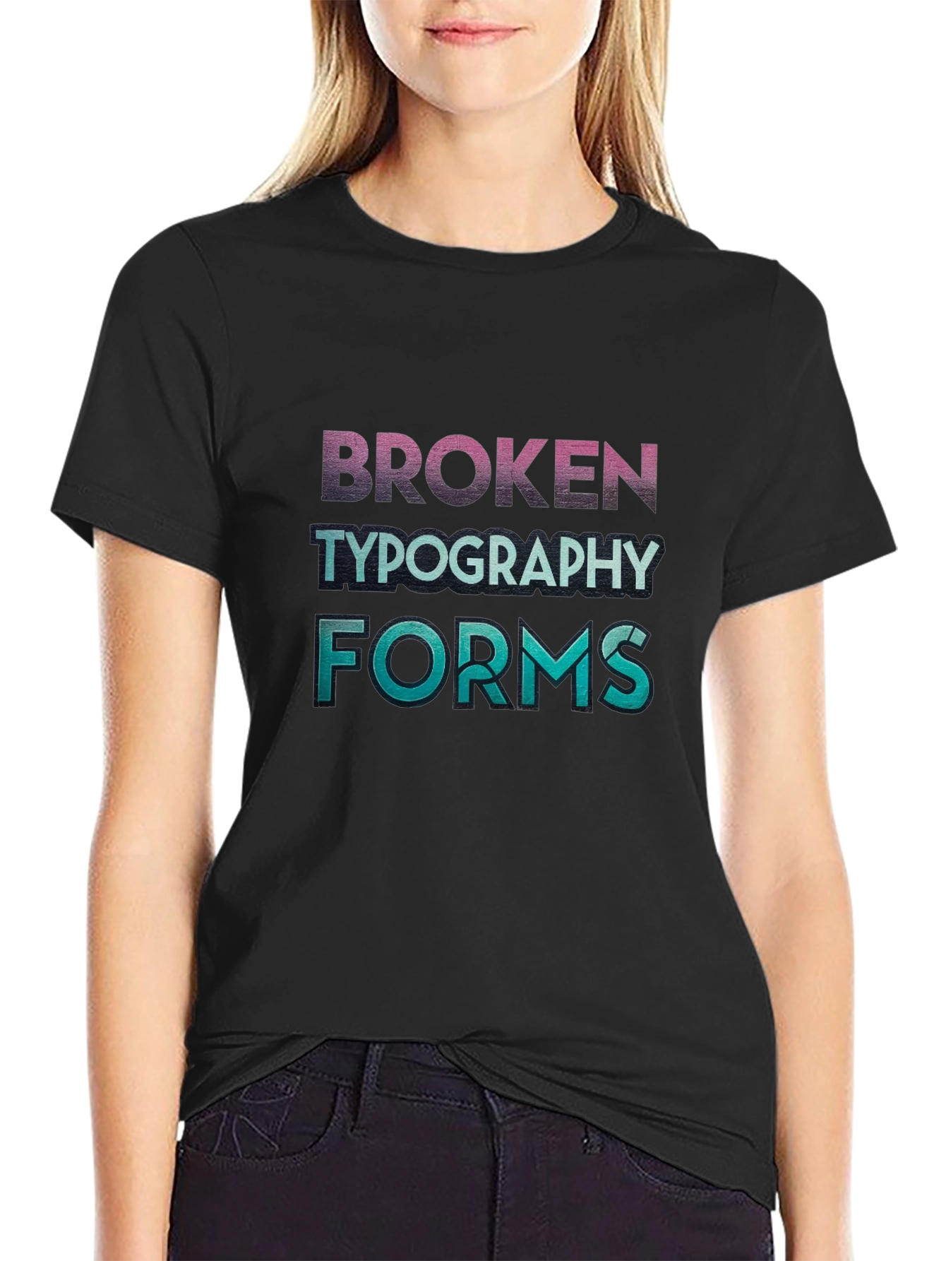 Broken Typography Forms Graphic T-Shirt