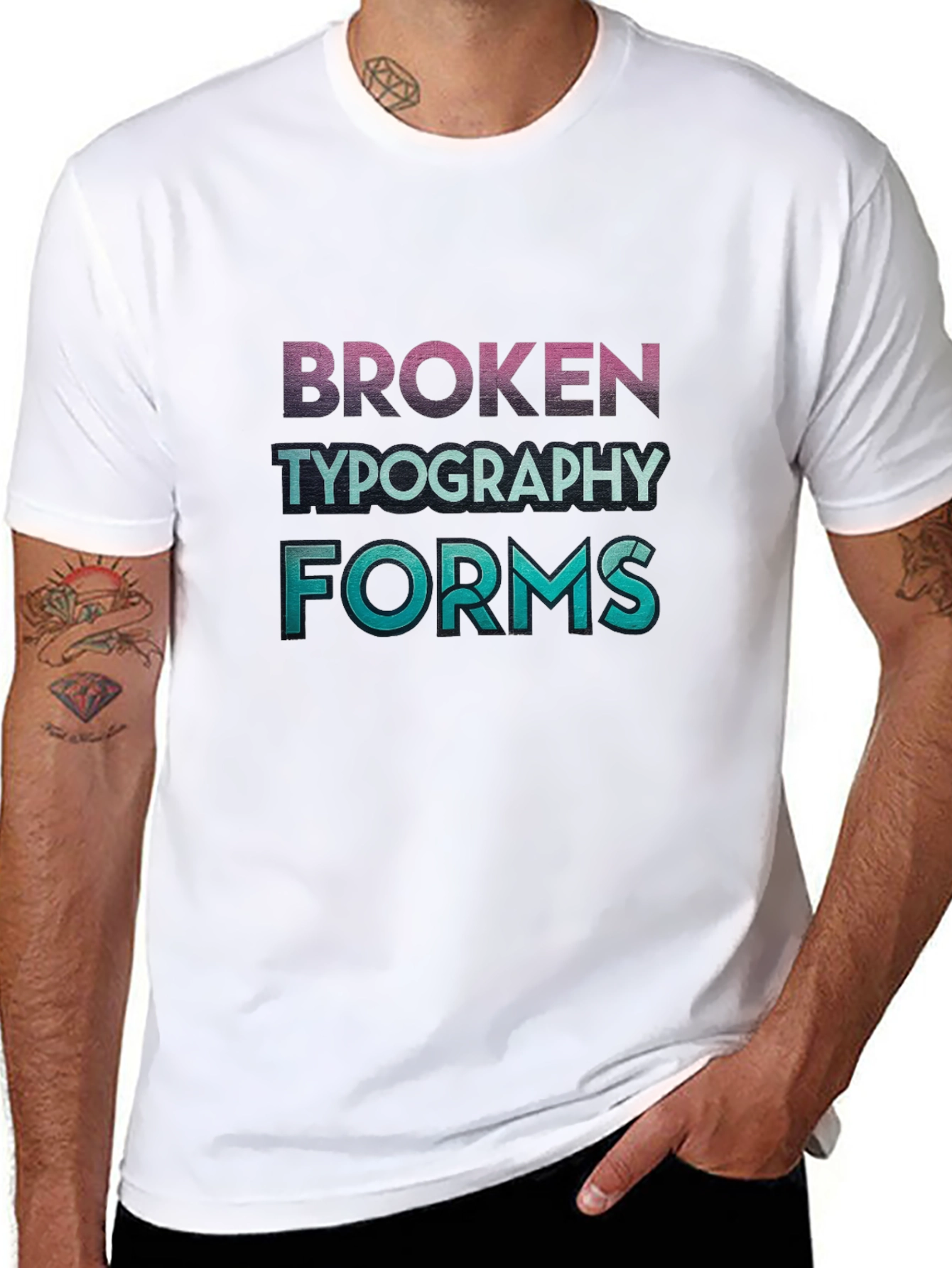 Broken Typography Forms Graphic T-Shirt