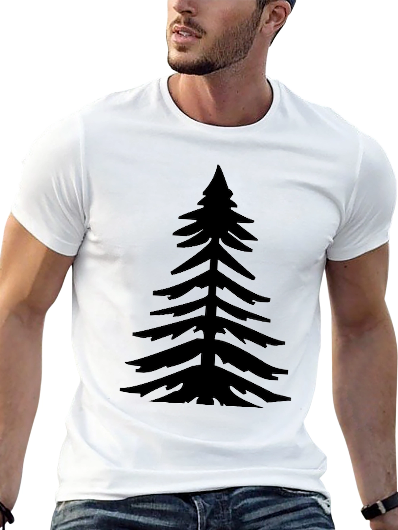 Mens Black Pine Tree Graphic Tee
