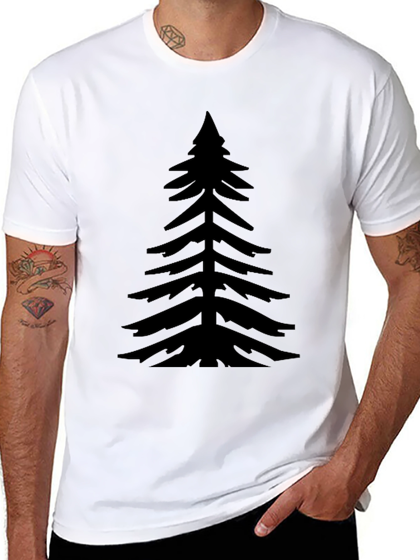 Mens Black Pine Tree Graphic Tee