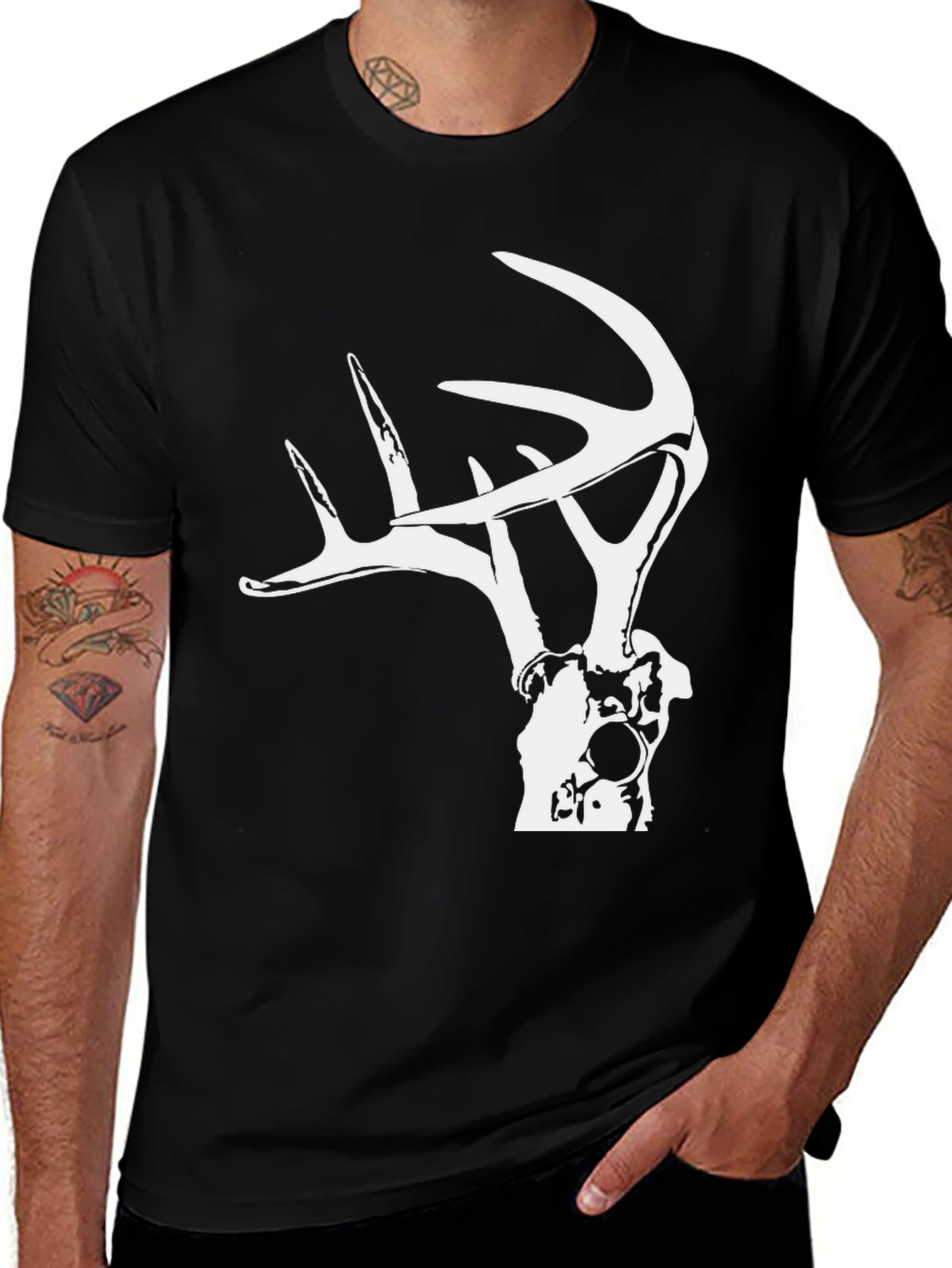 Black Deer Skull Graphic Tee - Hunting Shirt