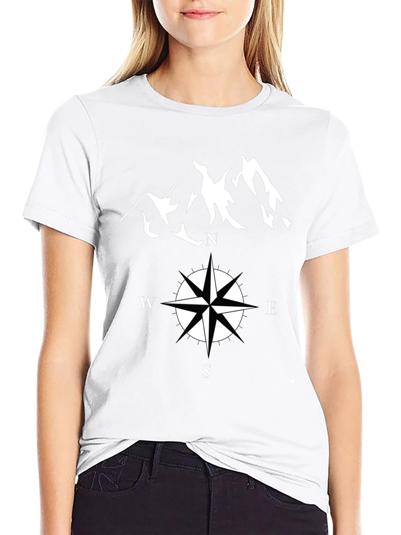 Adventure Bound T-Shirt - Compass & Mountain Graphic Tee