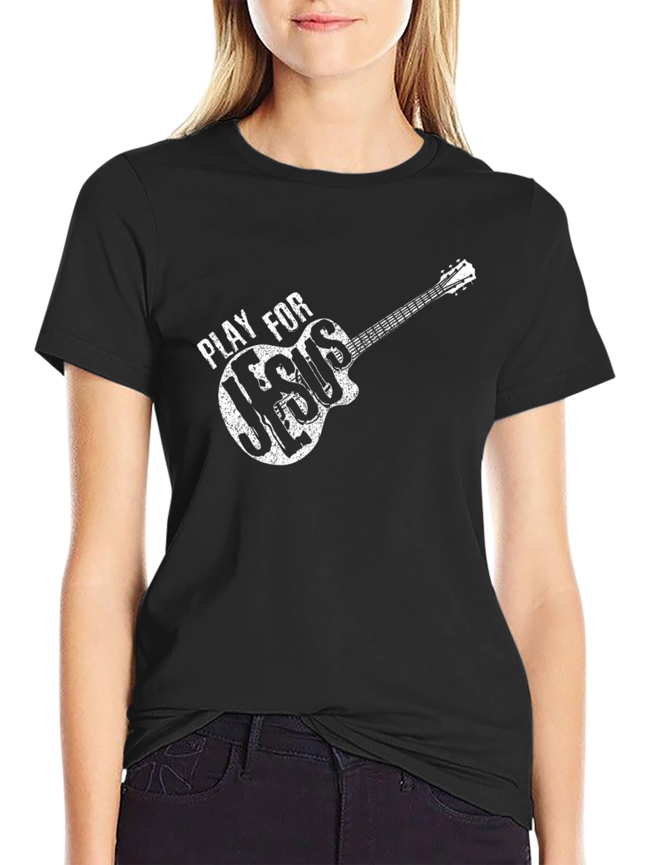 Play For Jesus Guitar T-Shirt - Black