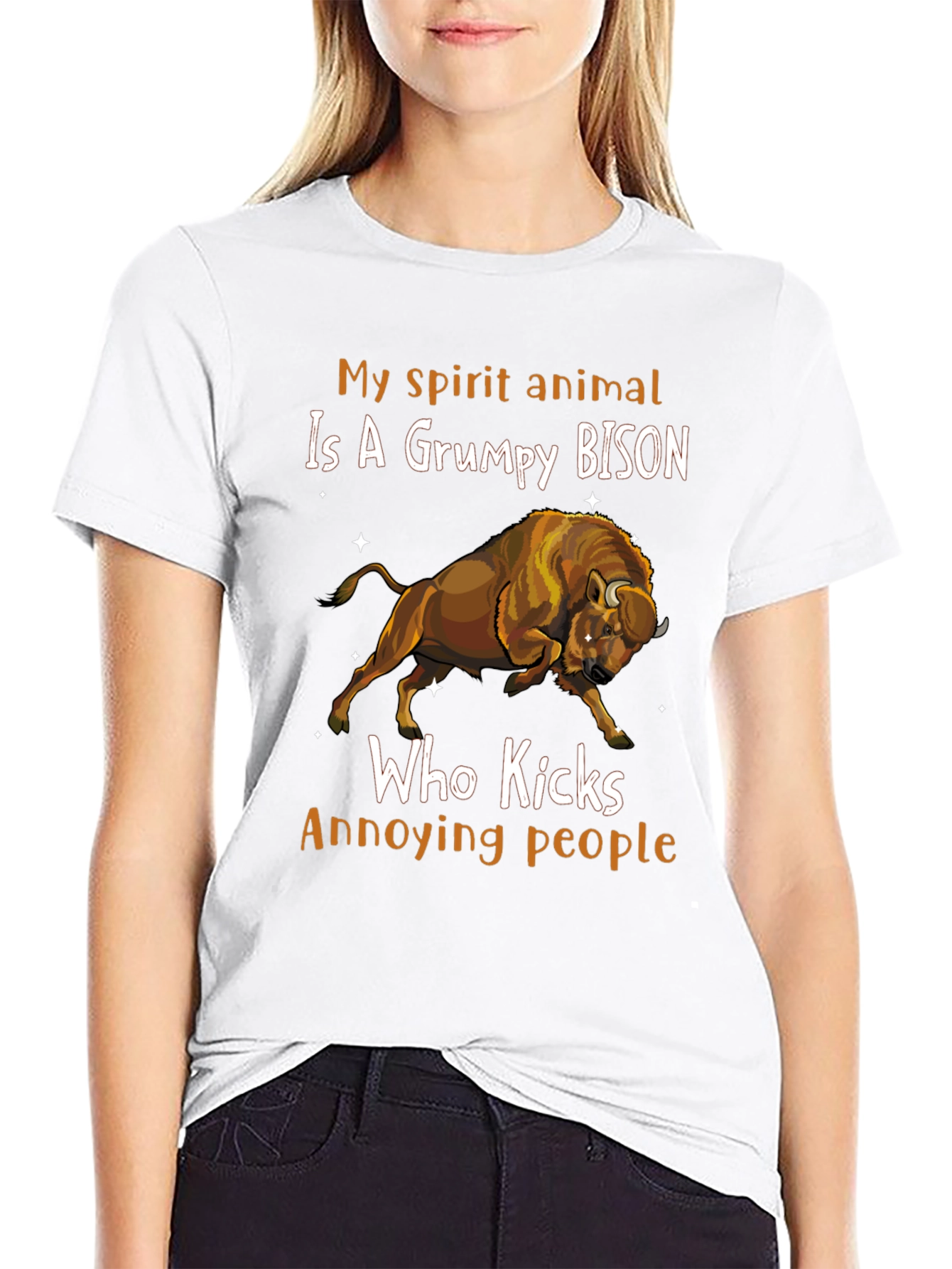 Grumpy Bison T-Shirt - Spirit Animal Humor Tee