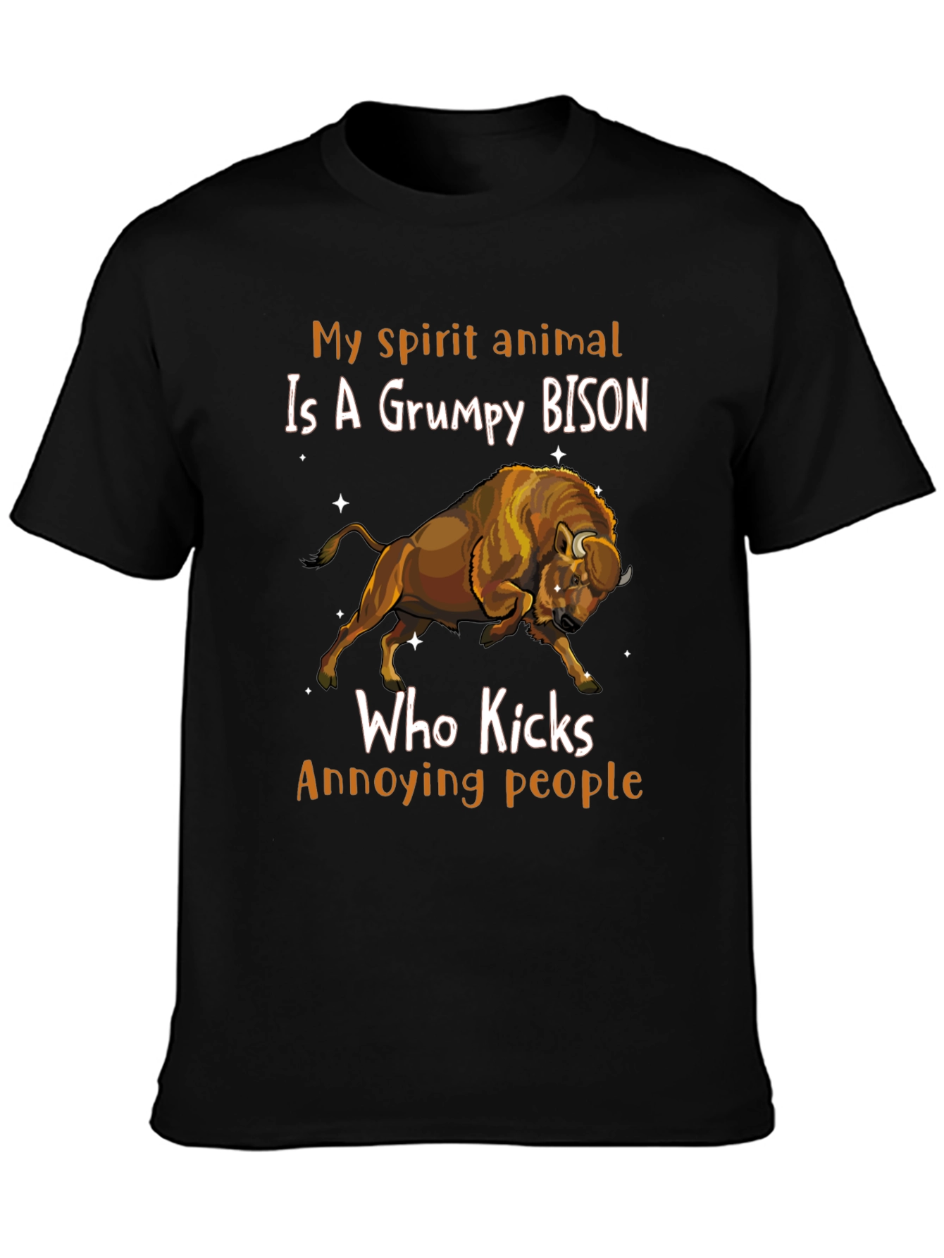 Grumpy Bison T-Shirt - Spirit Animal Humor Tee
