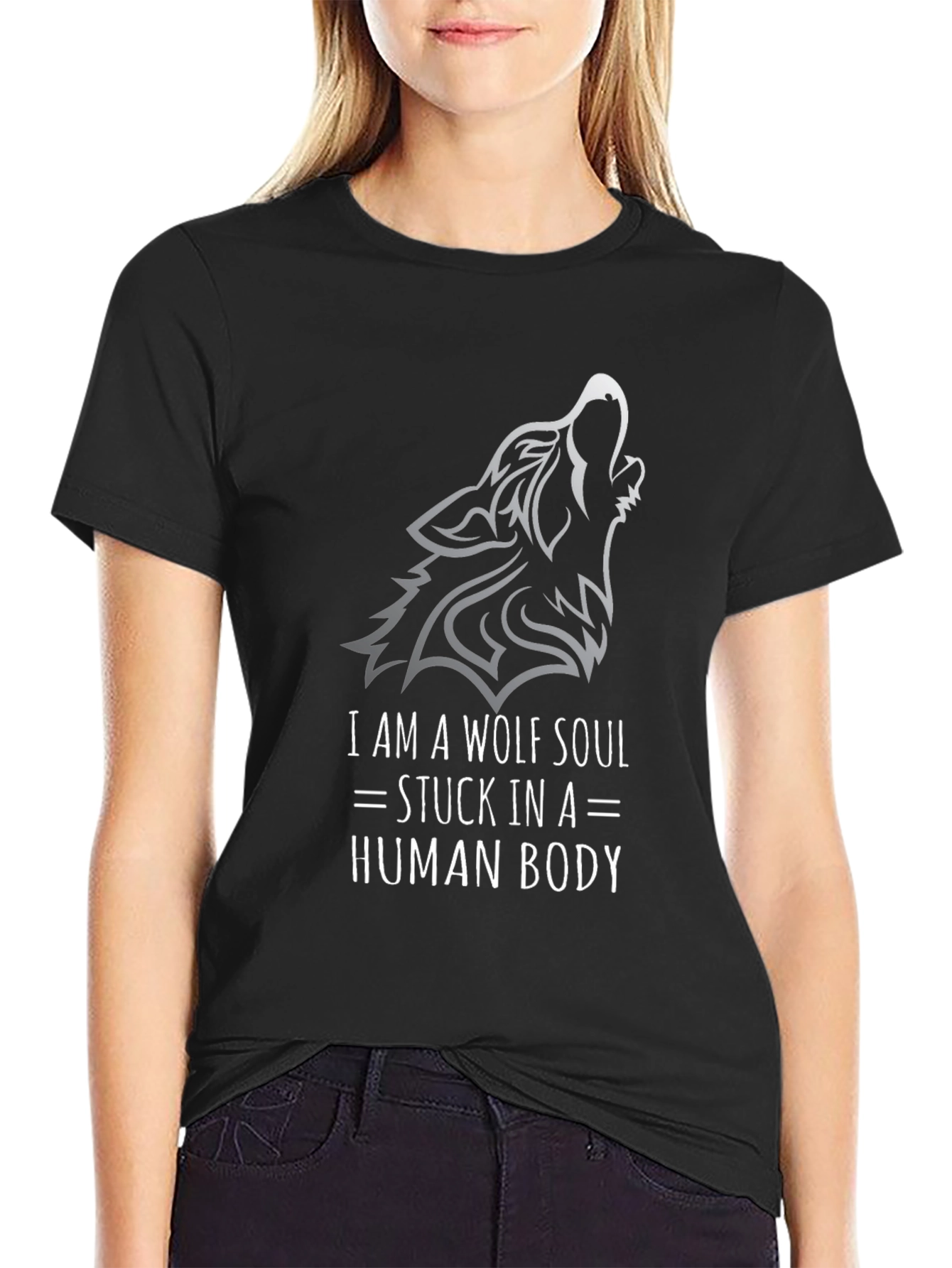 Wolf Soul Graphic Tee - Black Cotton T-Shirt