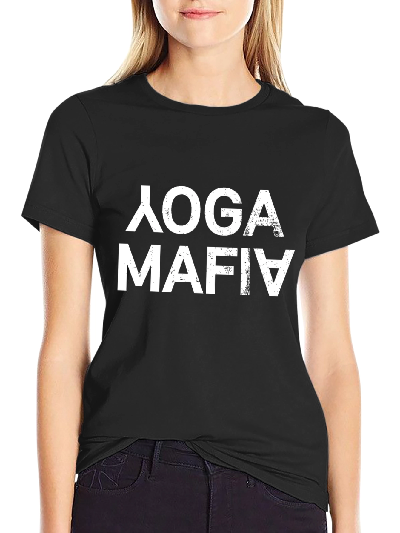 Yoga Mafia Graphic Tee - Black Cotton T-Shirt