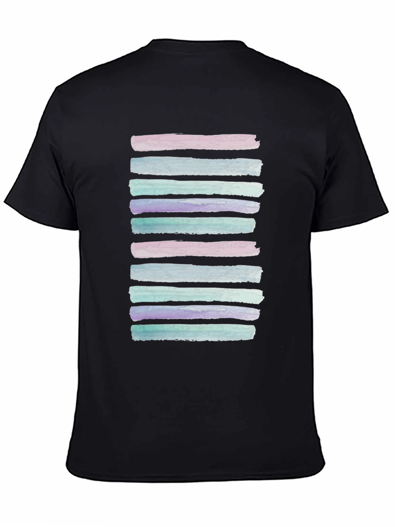 Watercolor Stripes Black T-Shirt