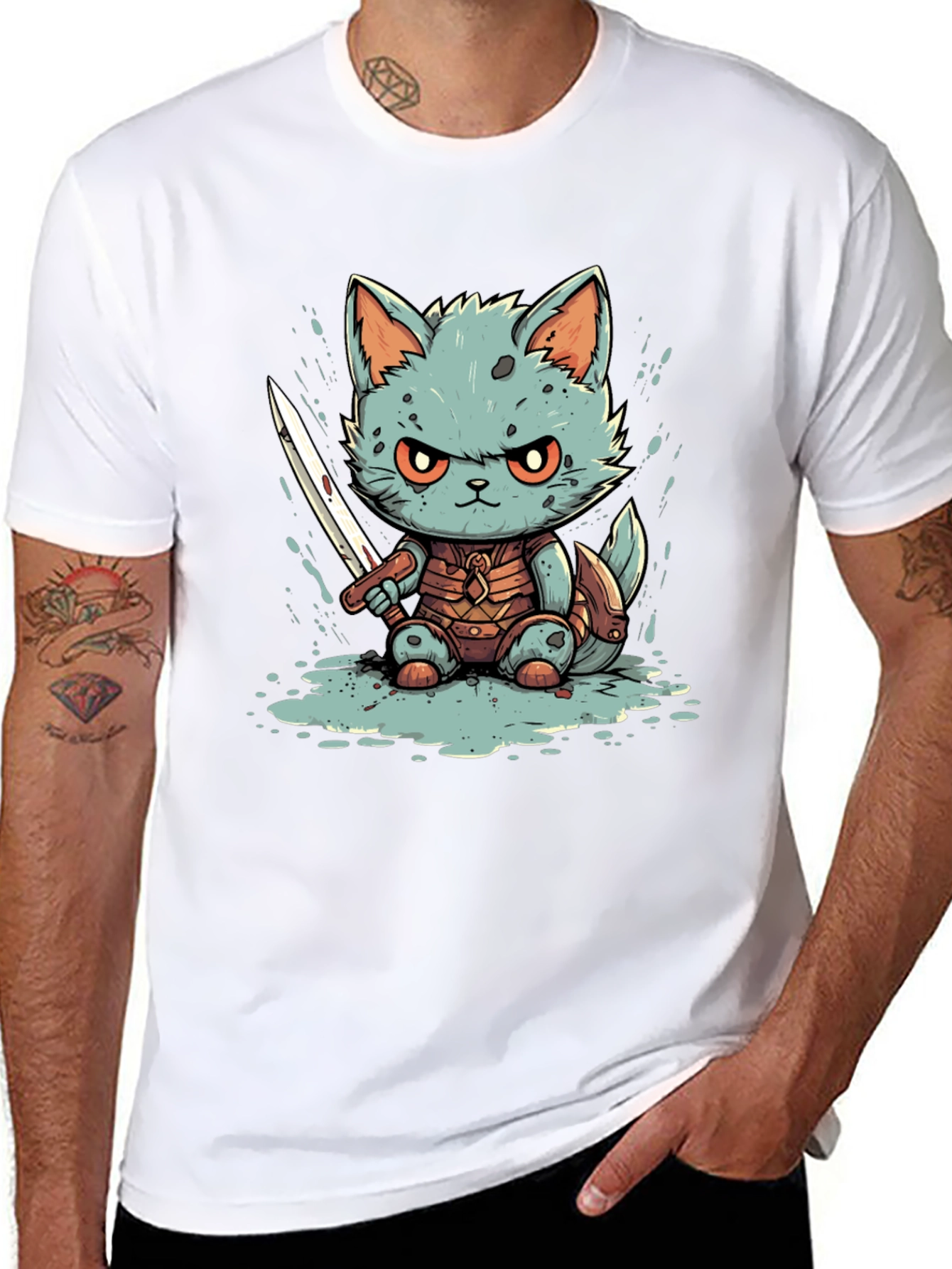 Warrior Cat Graphic Tee - Black