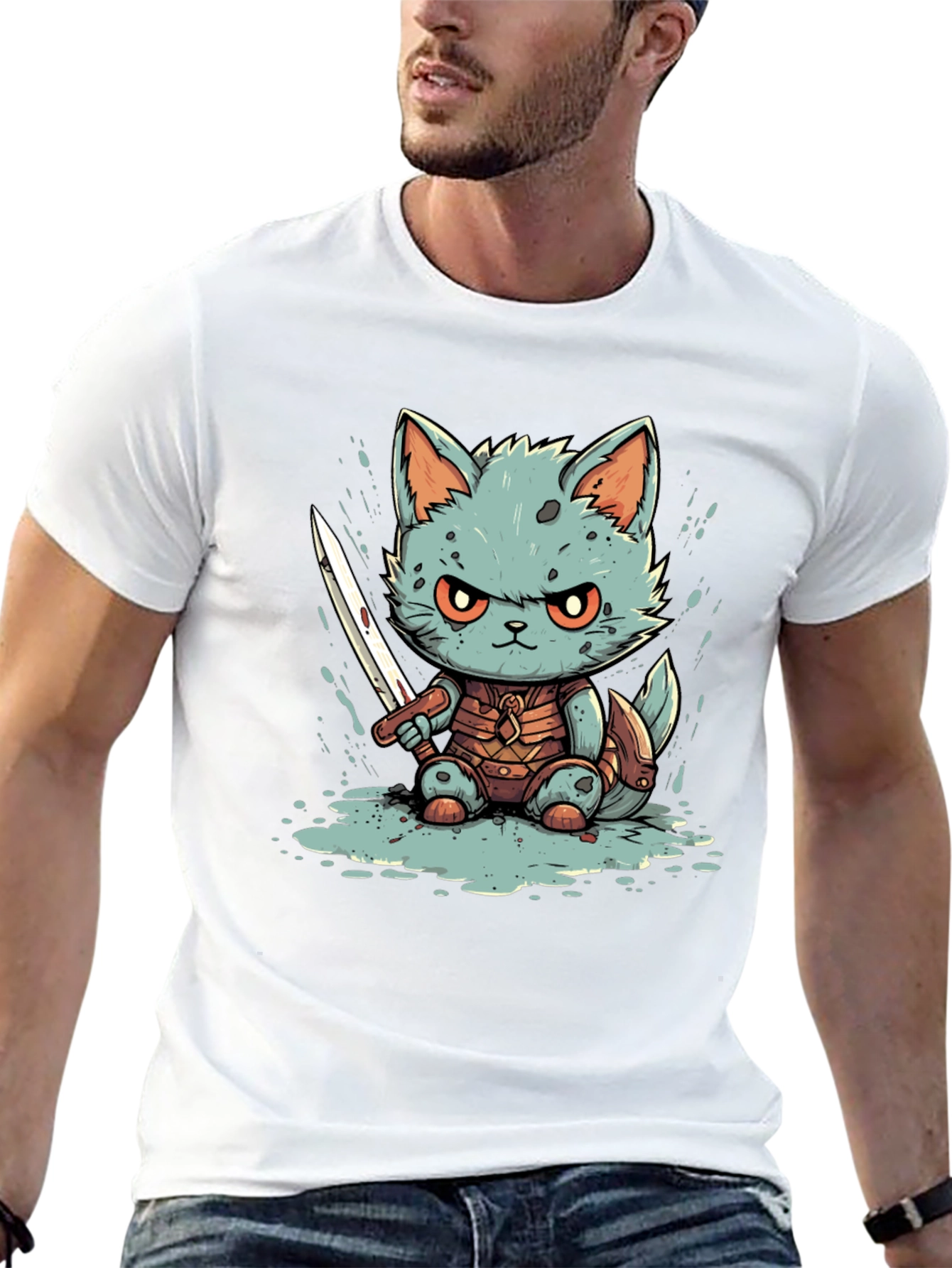 Warrior Cat Graphic Tee - Black