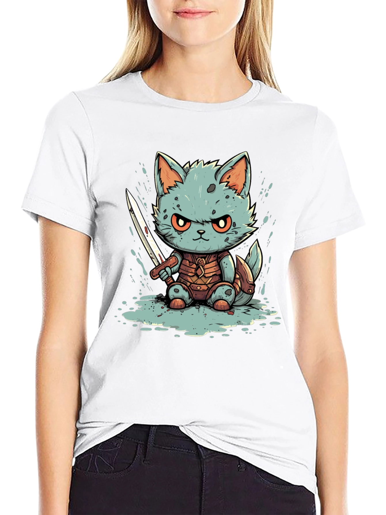 Warrior Cat Graphic Tee - Black