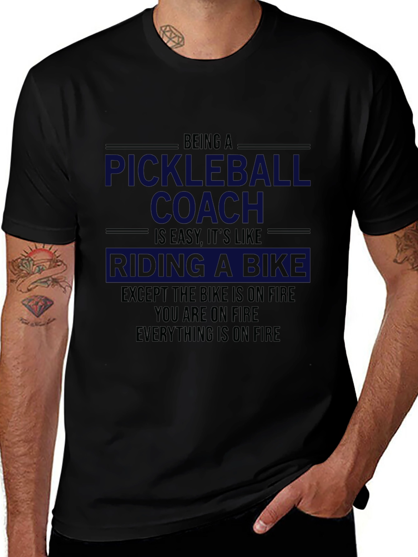 Pickleball Coach On Fire Funny T-Shirt