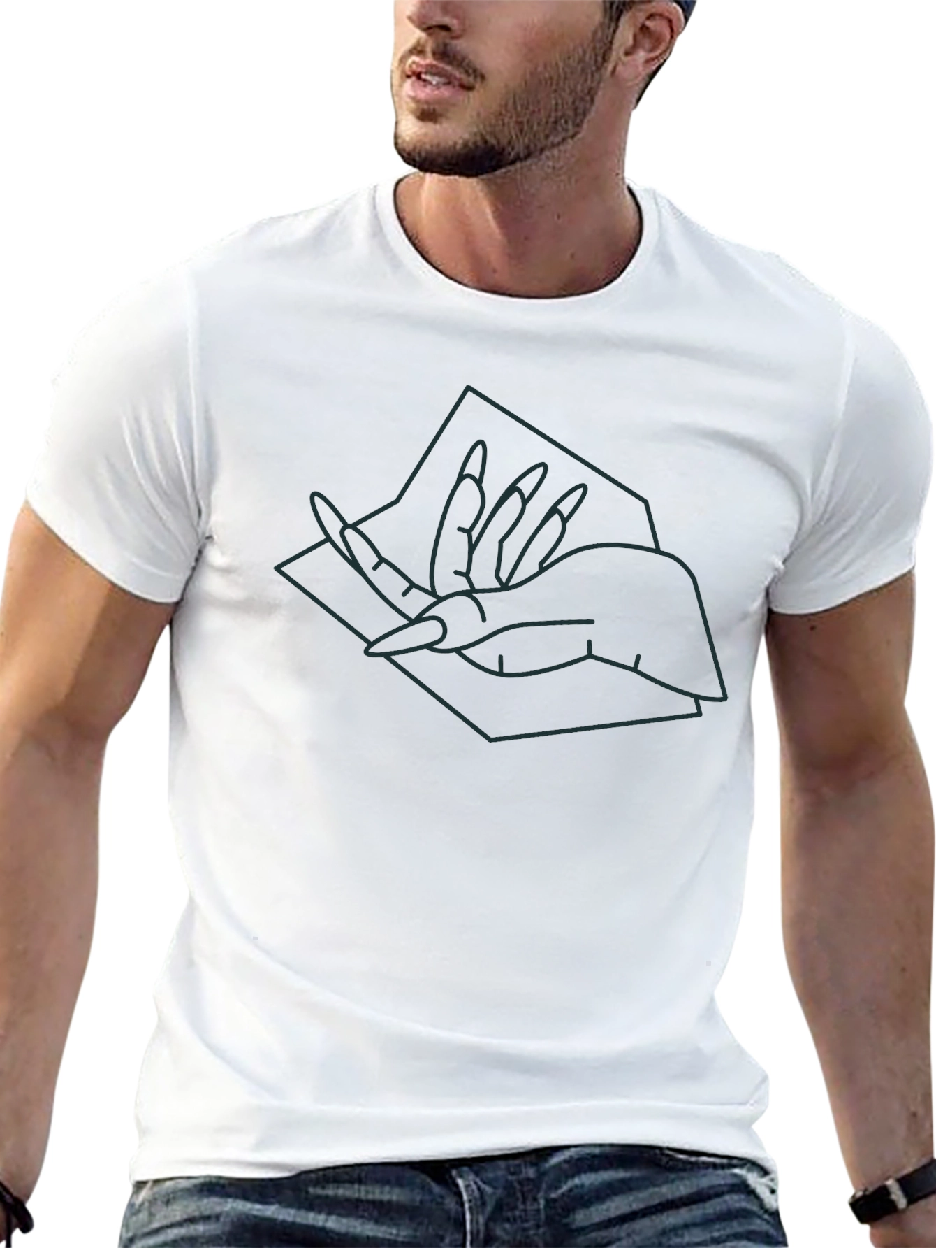 Abstract Hand Graphic Tee - Modern Style