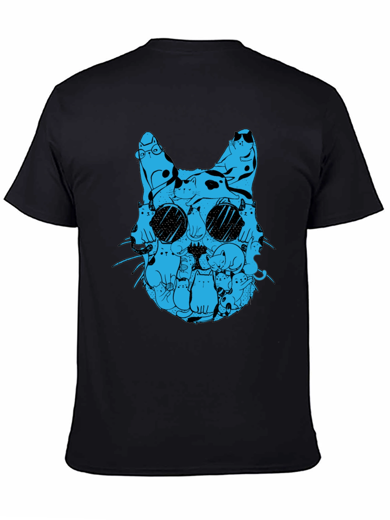 Cat Silhouette T-Shirt - Blue Cats Design