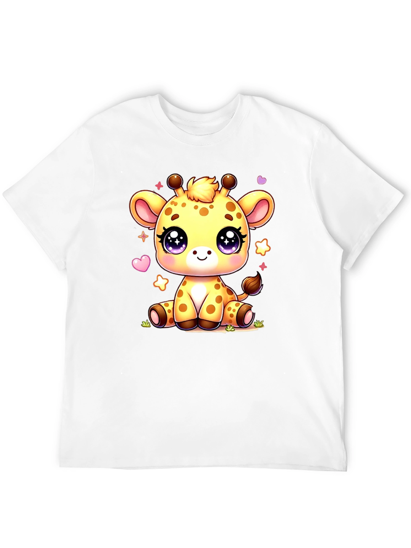 Cute Giraffe Cartoon Black T-Shirt