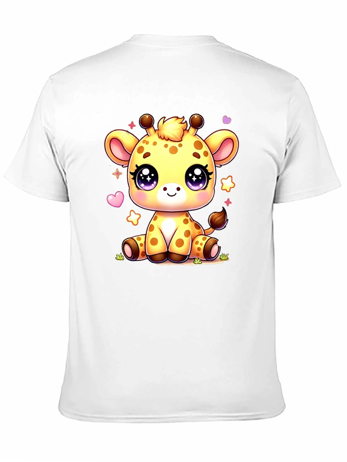 Cute Giraffe Cartoon Black T-Shirt