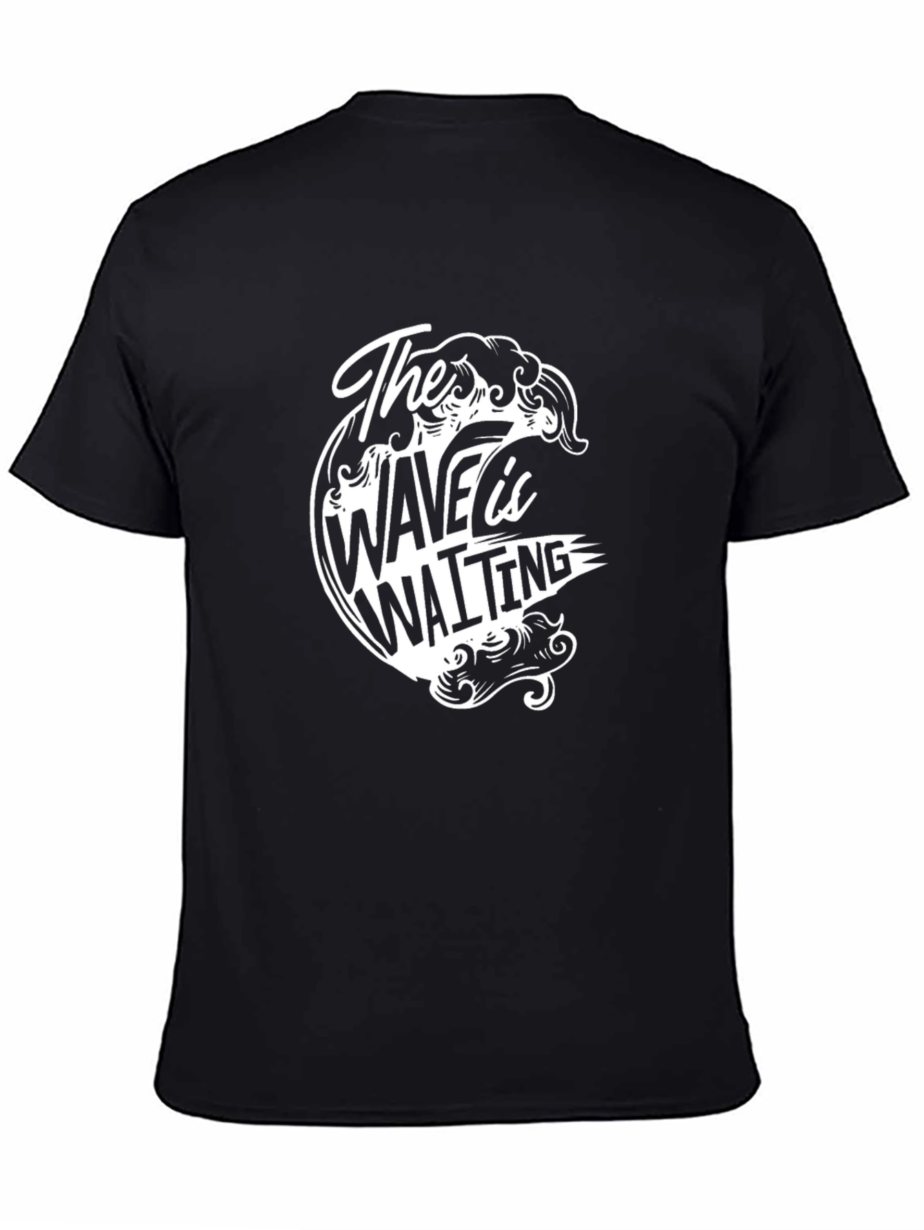 The Wave is Waiting Black Graphic Tee