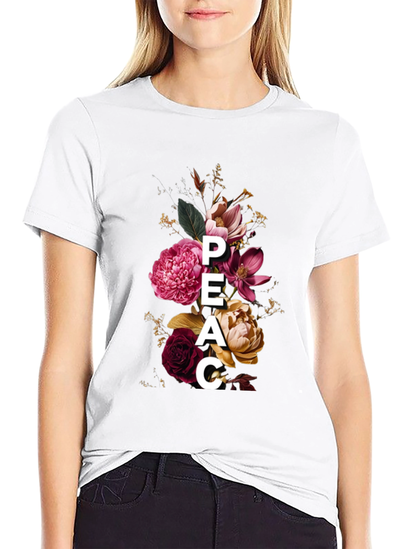 Floral Peace Graphic Tee - Stylish Mens T-Shirt