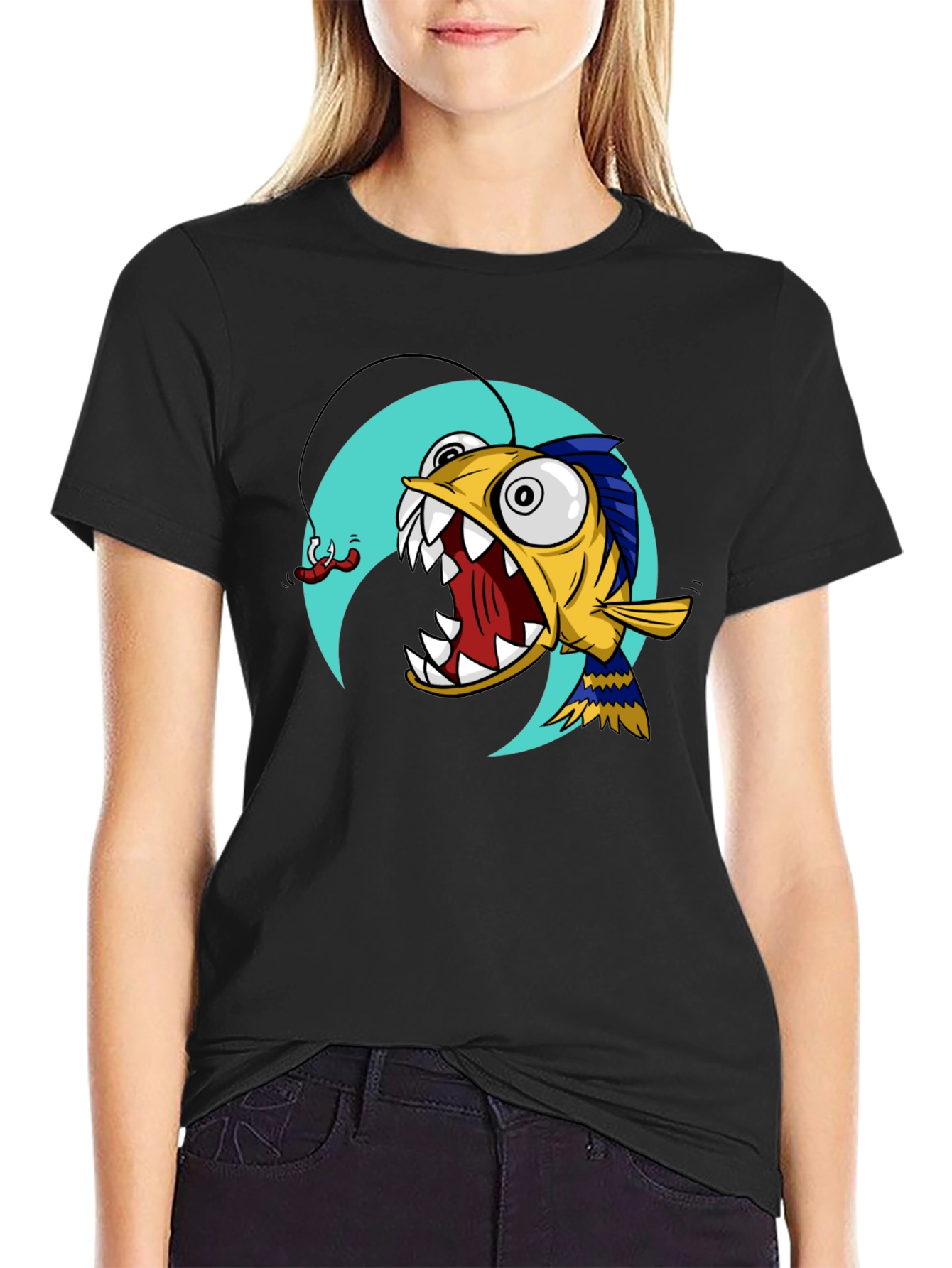 Angler Fish Graphic T-Shirt - Black Cotton Tee
