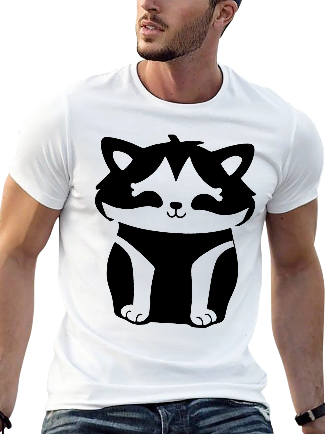 Cute Raccoon Graphic Tee - Black Cotton Casual Shirt