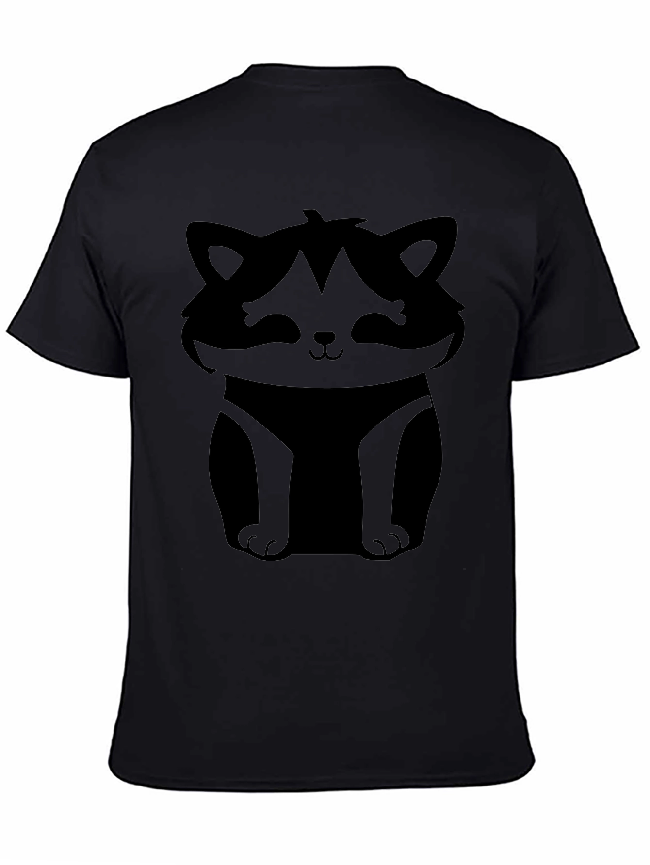 Cute Raccoon Graphic Tee - Black Cotton Casual Shirt