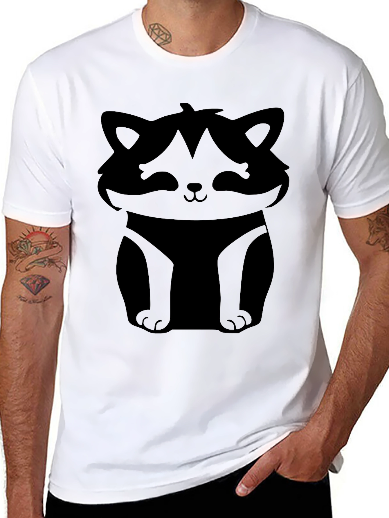 Cute Raccoon Graphic Tee - Black Cotton Casual Shirt