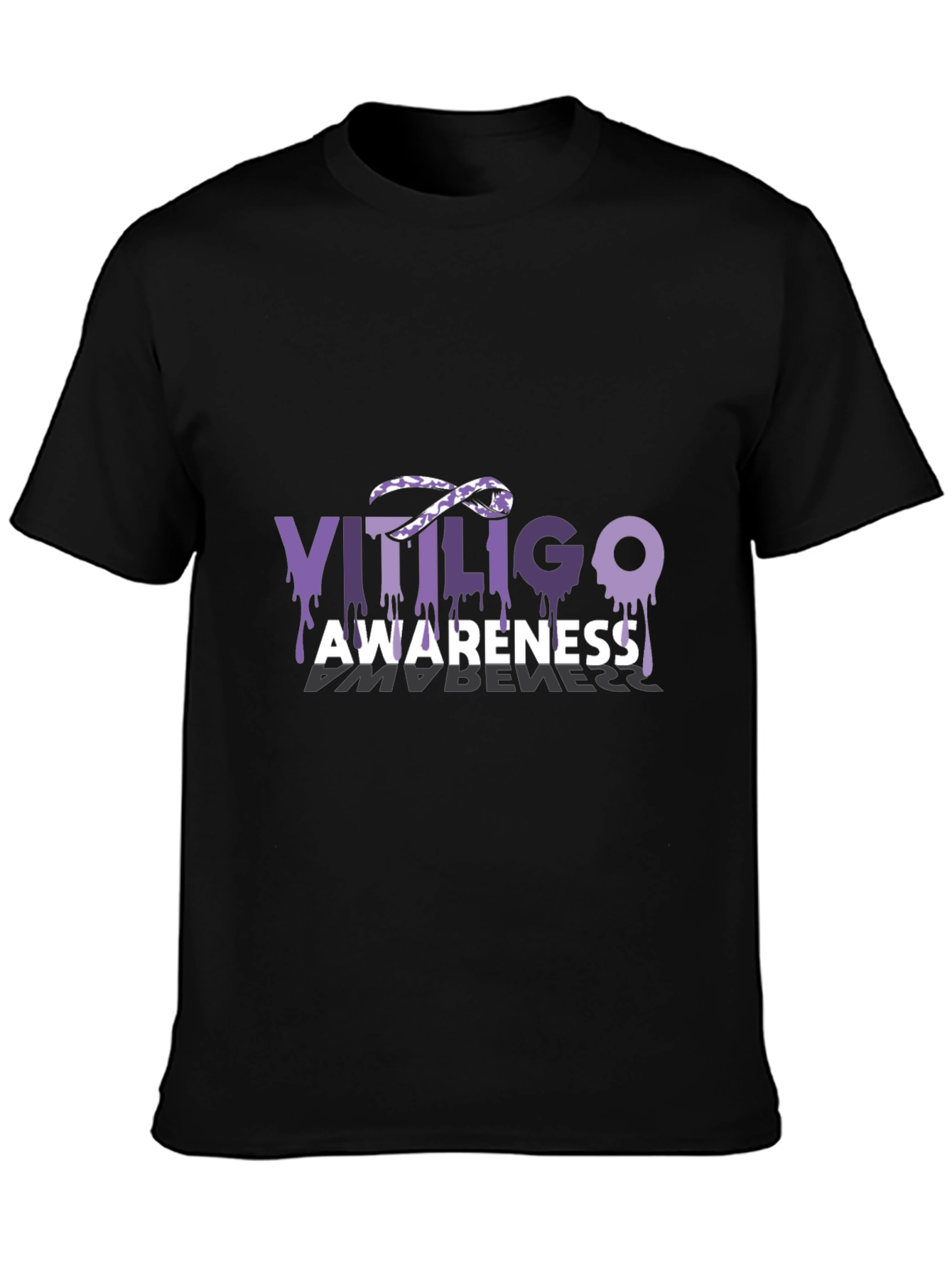 Vitiligo Awareness T-Shirt Purple Ribbon Melanocytes Gift