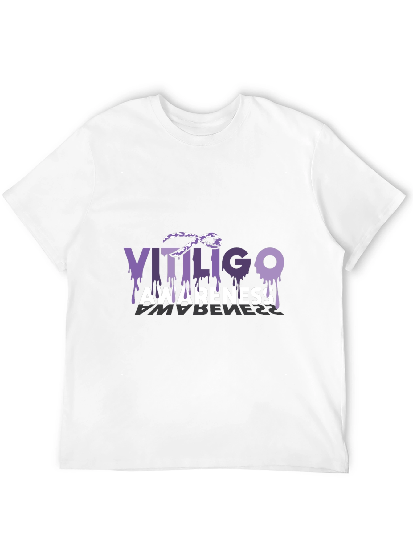 Vitiligo Awareness T-Shirt Purple Ribbon Melanocytes Gift