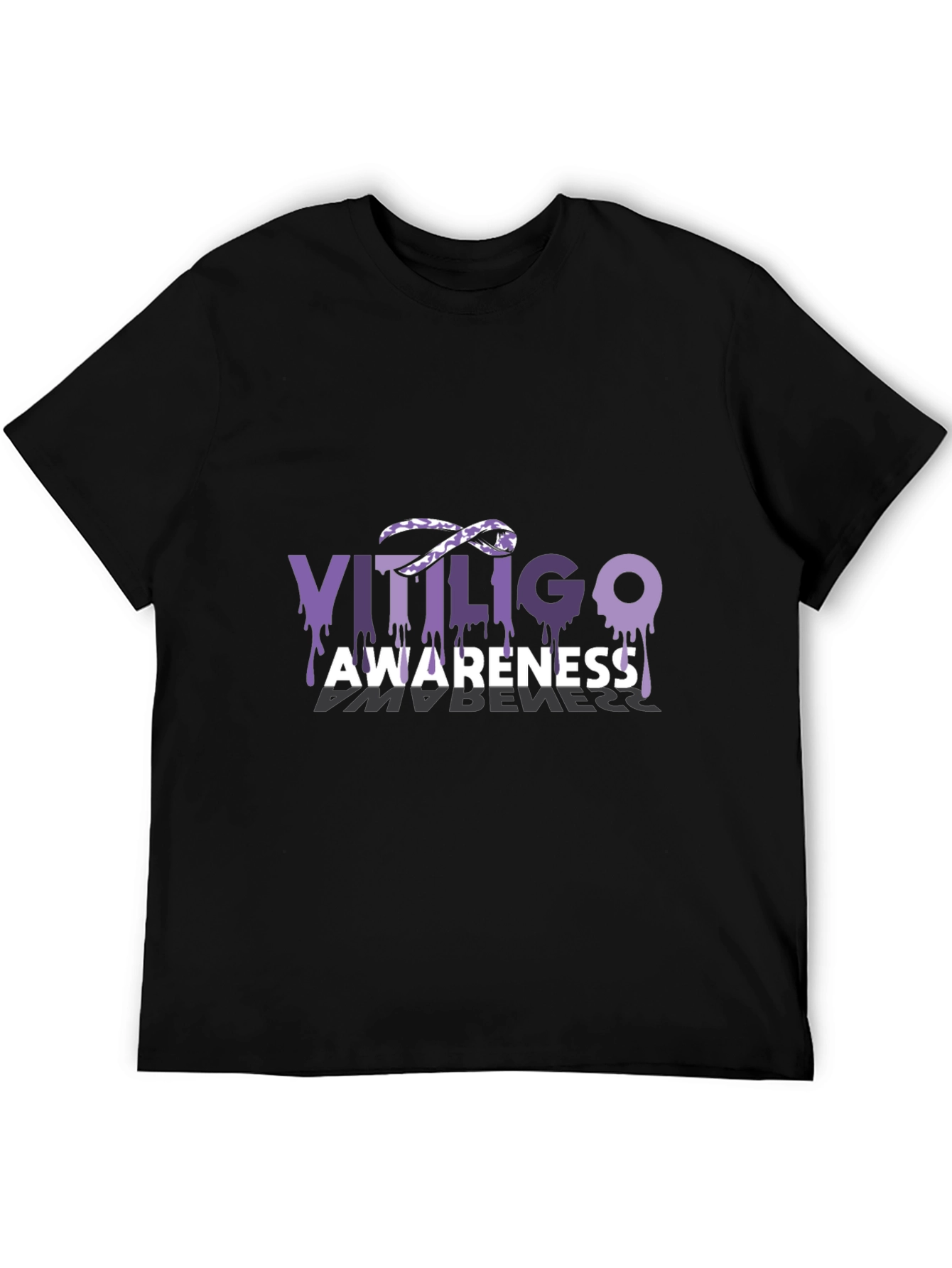 Vitiligo Awareness T-Shirt Purple Ribbon Melanocytes Gift