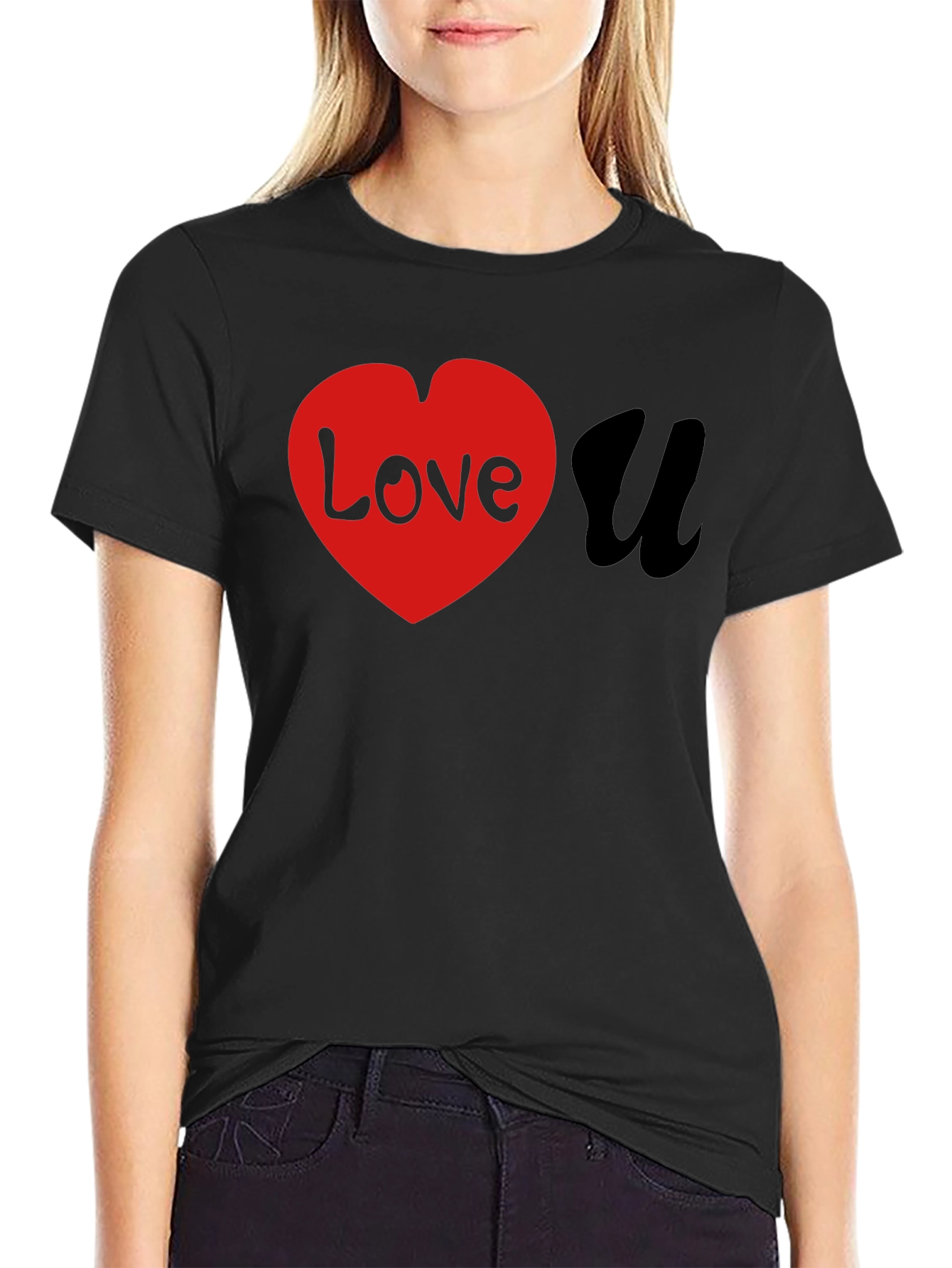 Love U Black Graphic T-Shirt