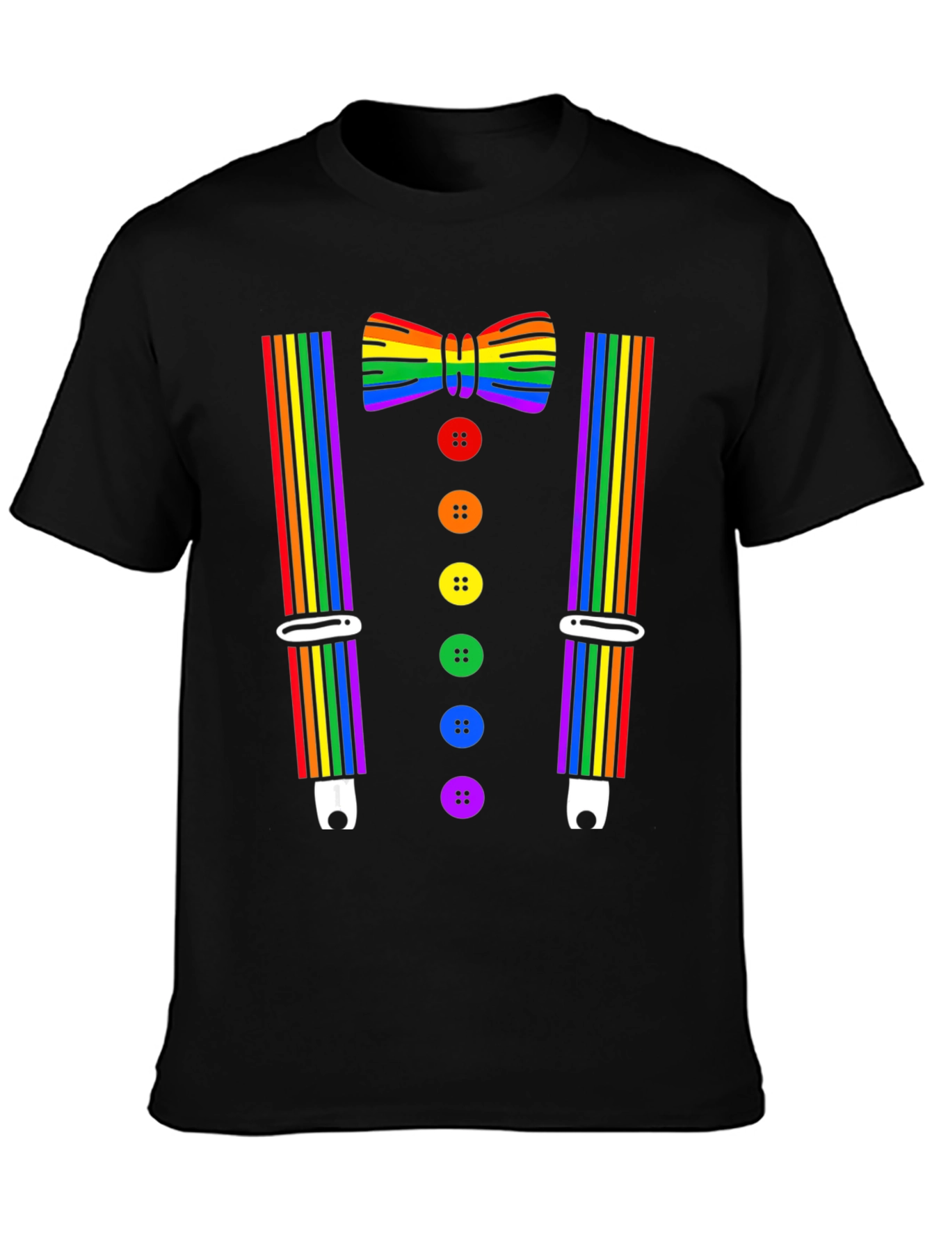 Rainbow Pride Bowtie & Suspenders T-Shirt