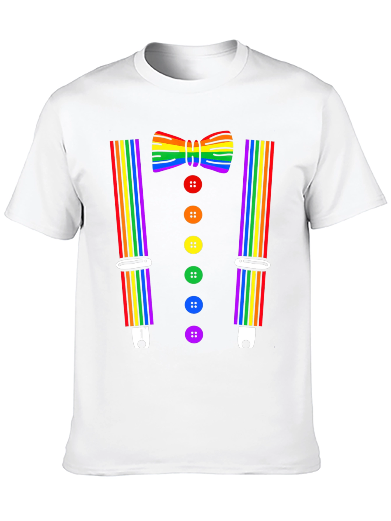 Rainbow Pride Bowtie & Suspenders T-Shirt