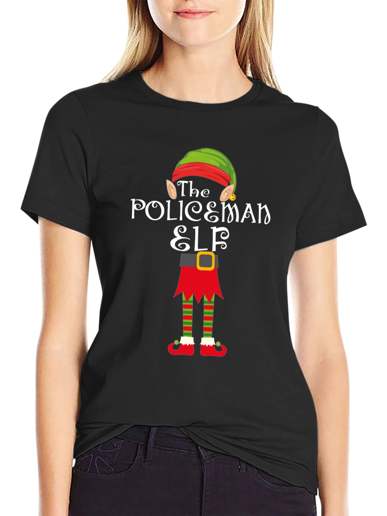 Policeman Elf Christmas T-Shirt