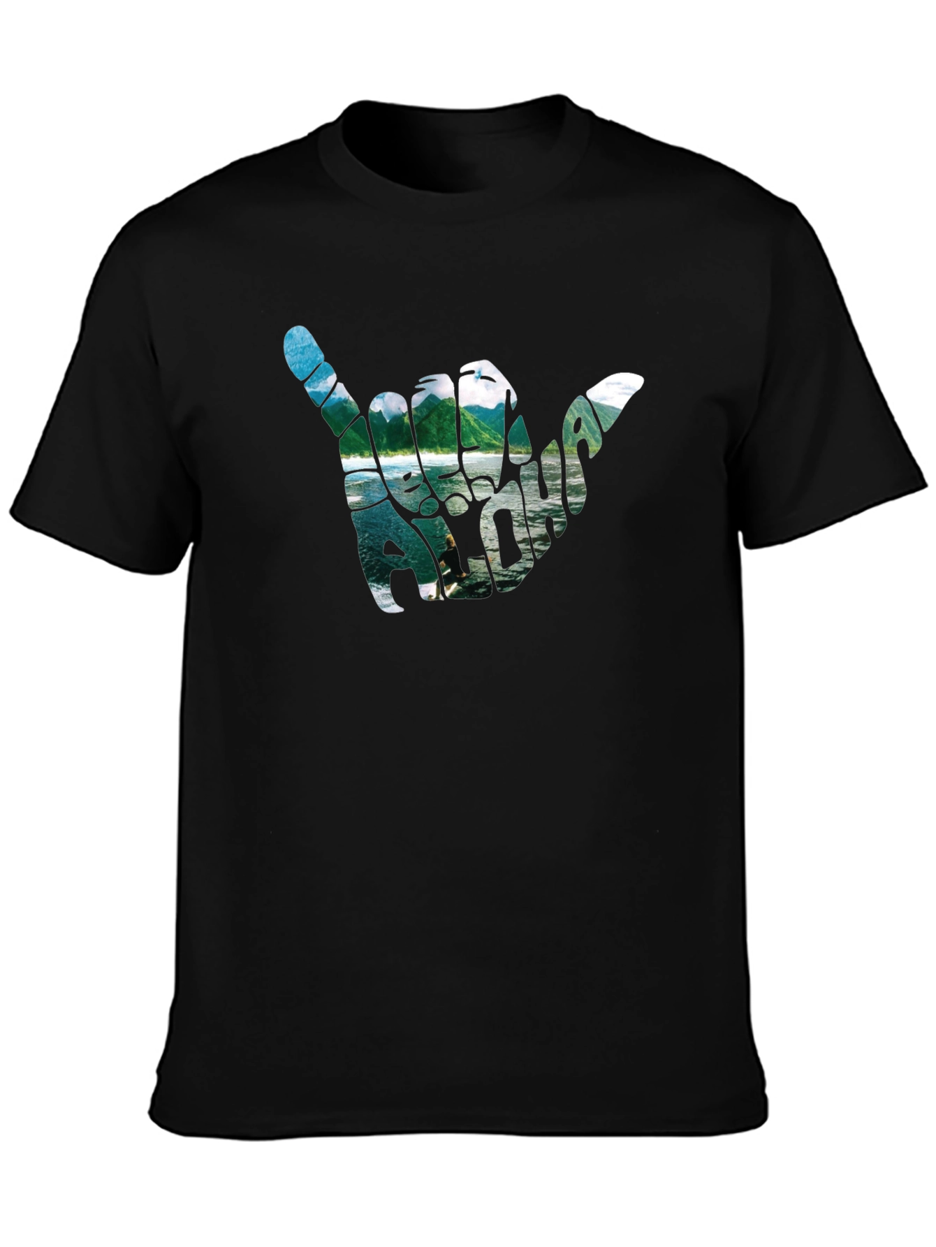 Aloha Shaka Hand Graphic T-Shirt - Casual Black Tee