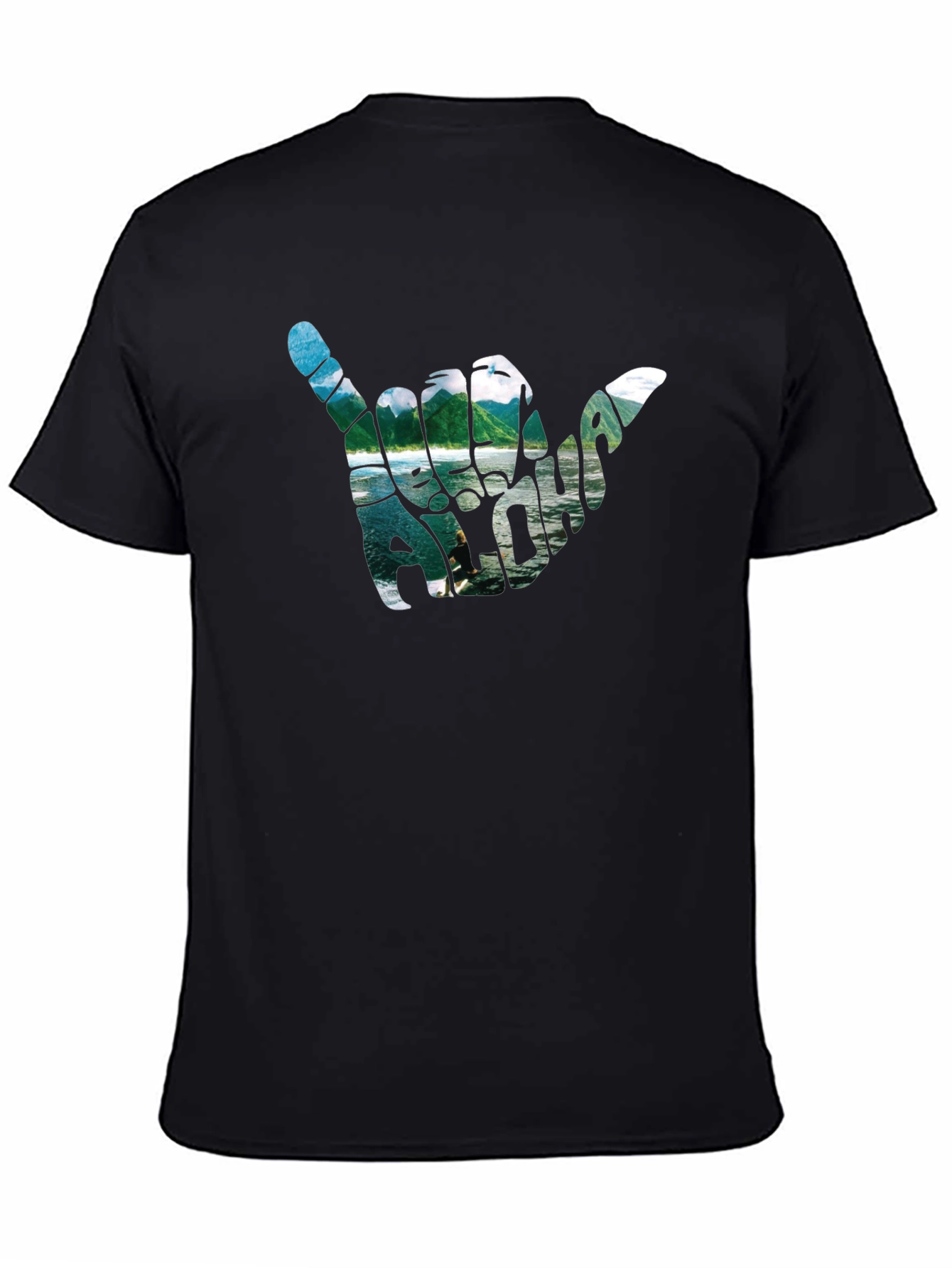 Aloha Shaka Hand Graphic T-Shirt - Casual Black Tee