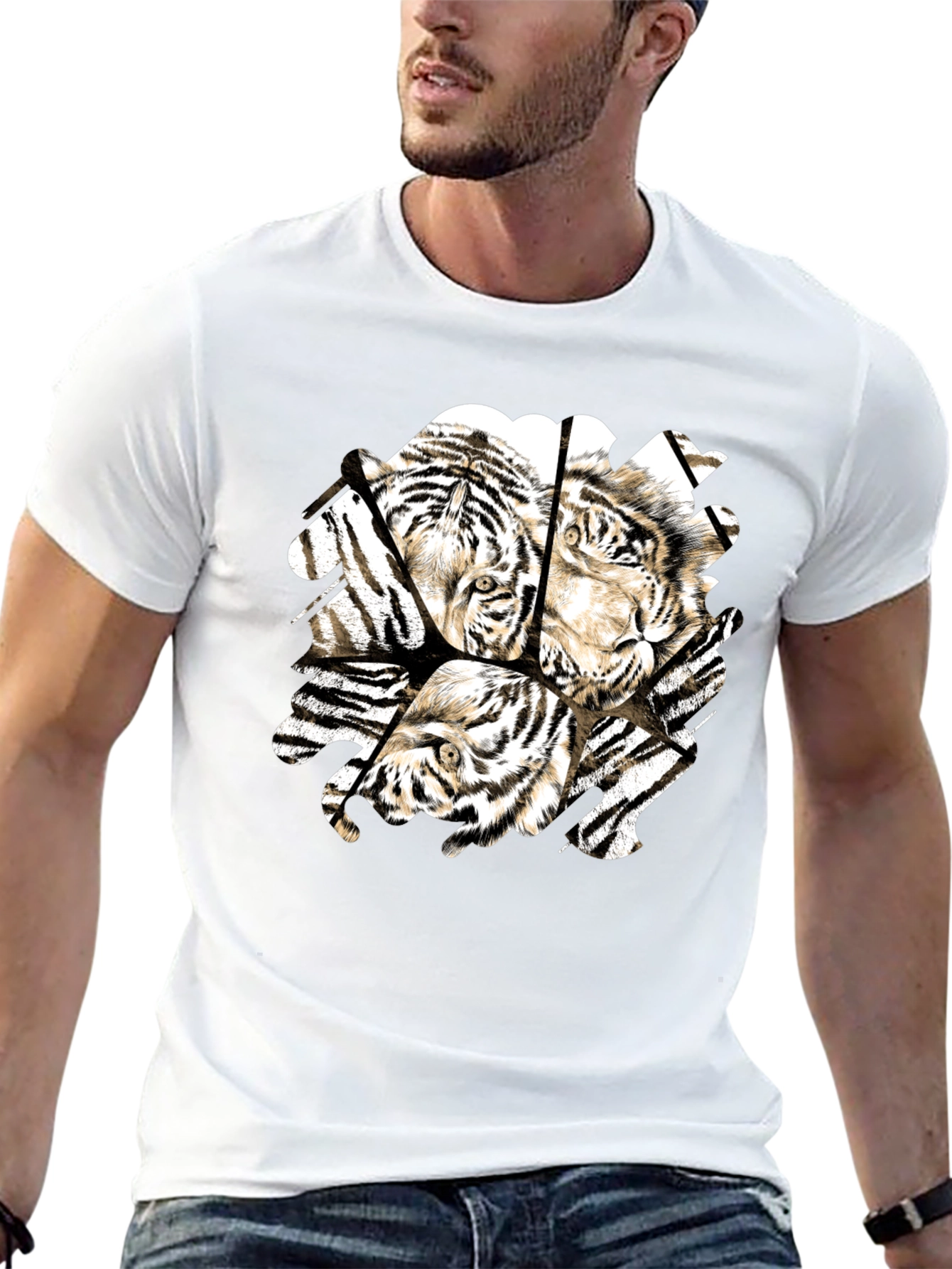 Tiger Graphic Black T-Shirt for Men