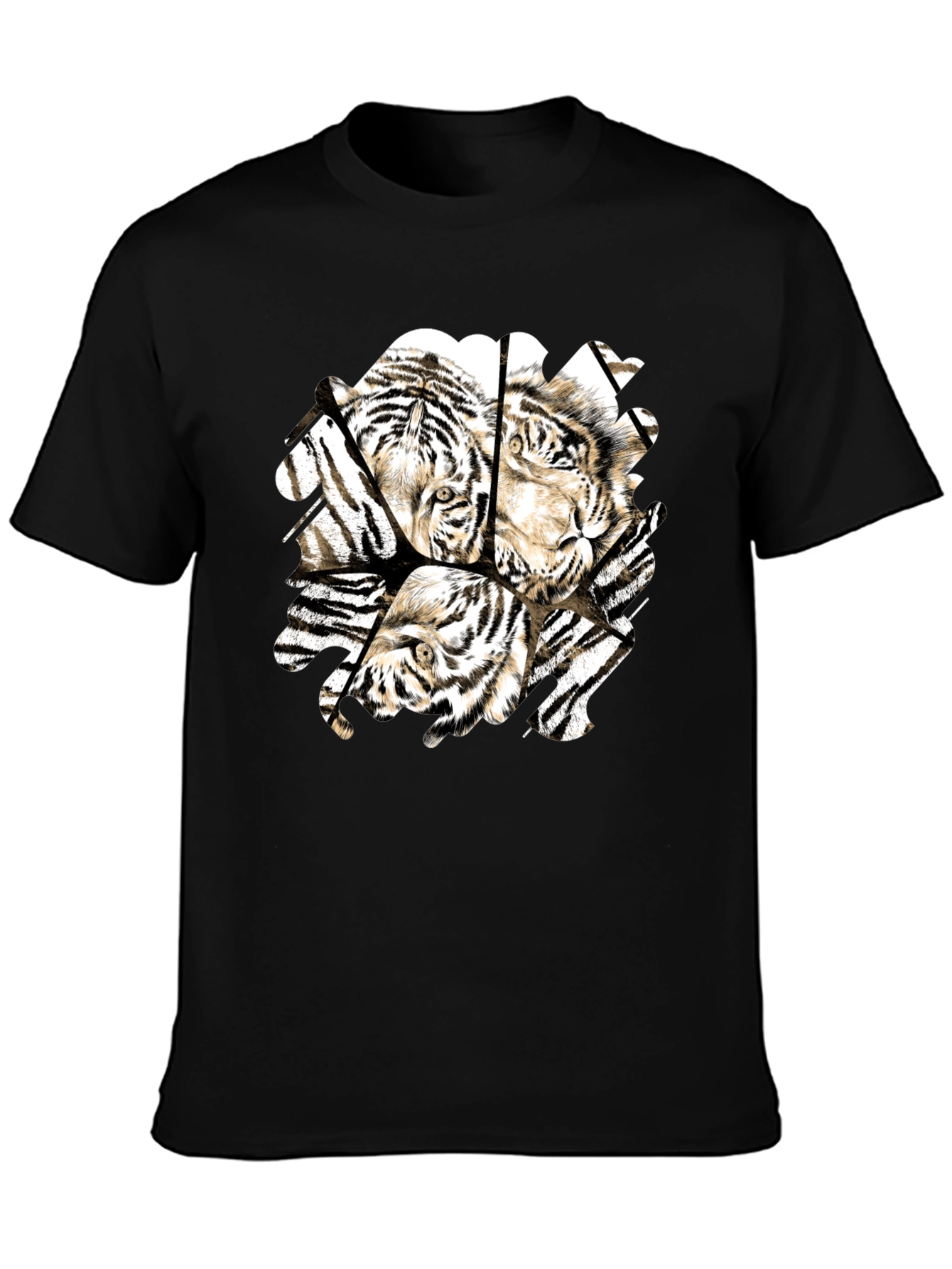 Tiger Graphic Black T-Shirt for Men