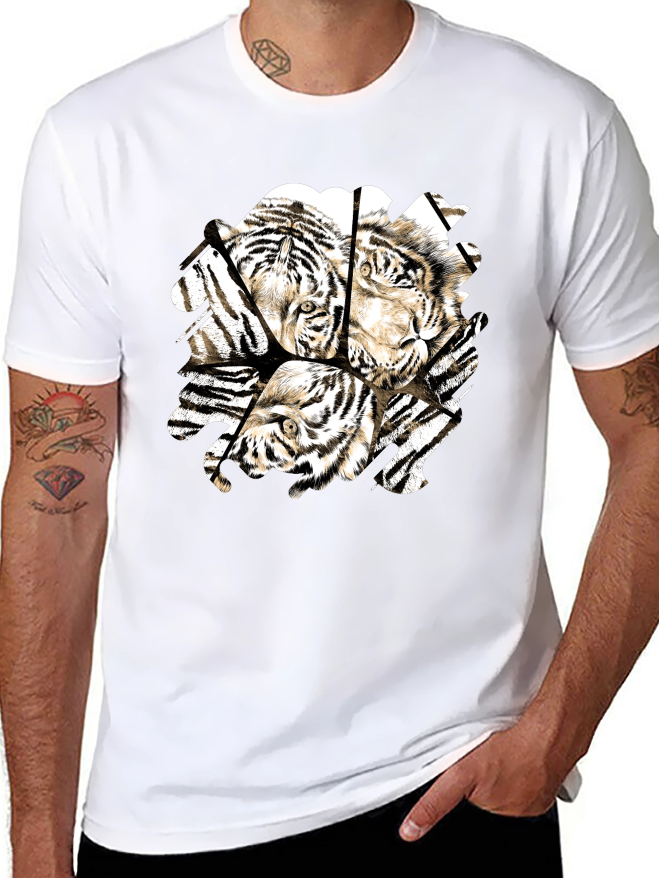 Tiger Graphic Black T-Shirt for Men