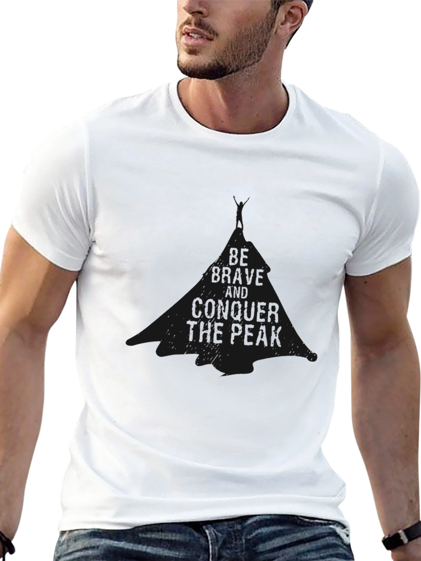 Be Brave Conquer the Peak Black Graphic Tee