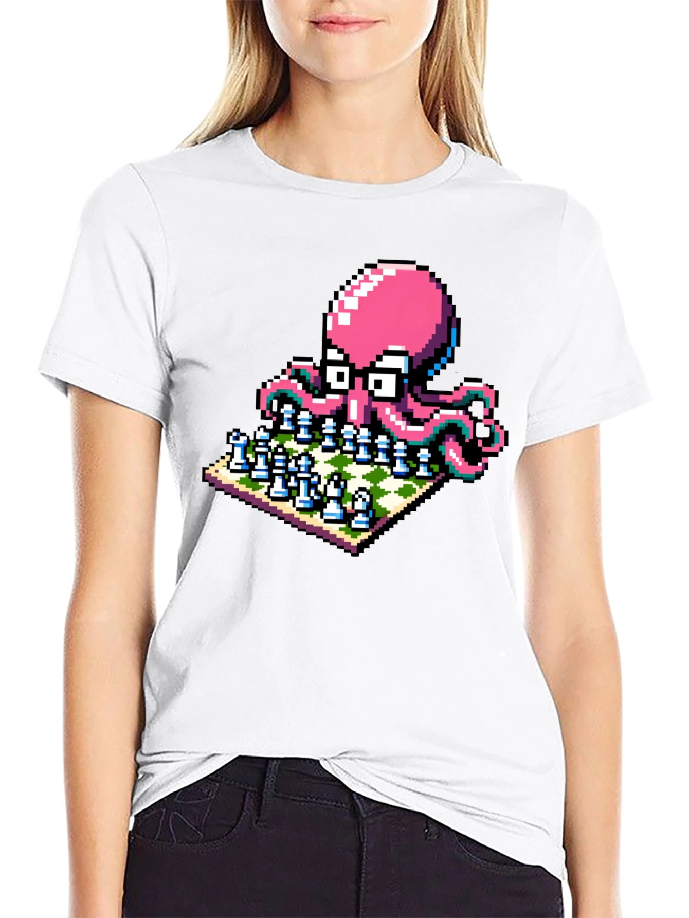 Pixel Octopus Chess T-Shirt: Gamer Geek Style