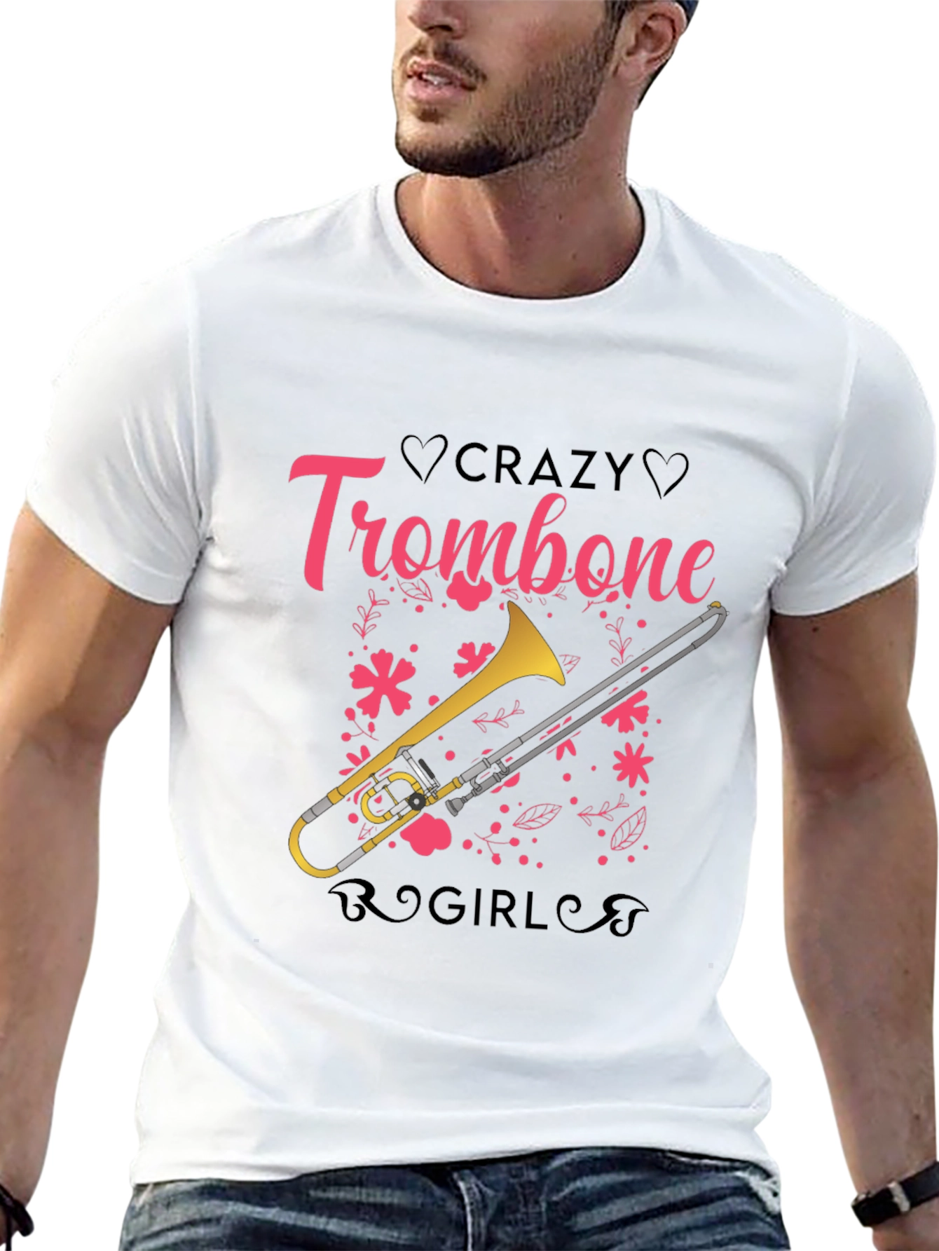 Crazy Trombone Girl Black T-Shirt