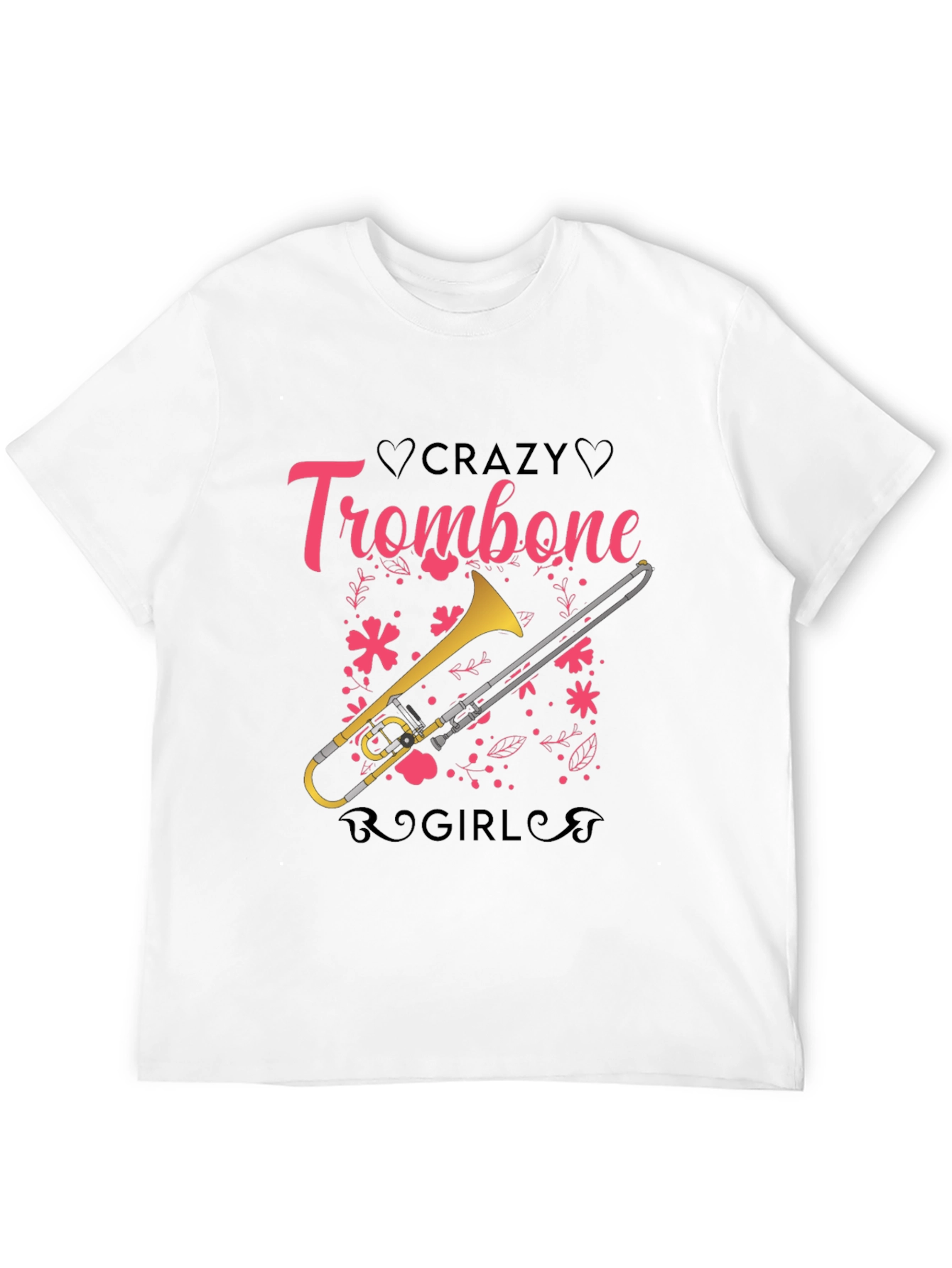 Crazy Trombone Girl Black T-Shirt