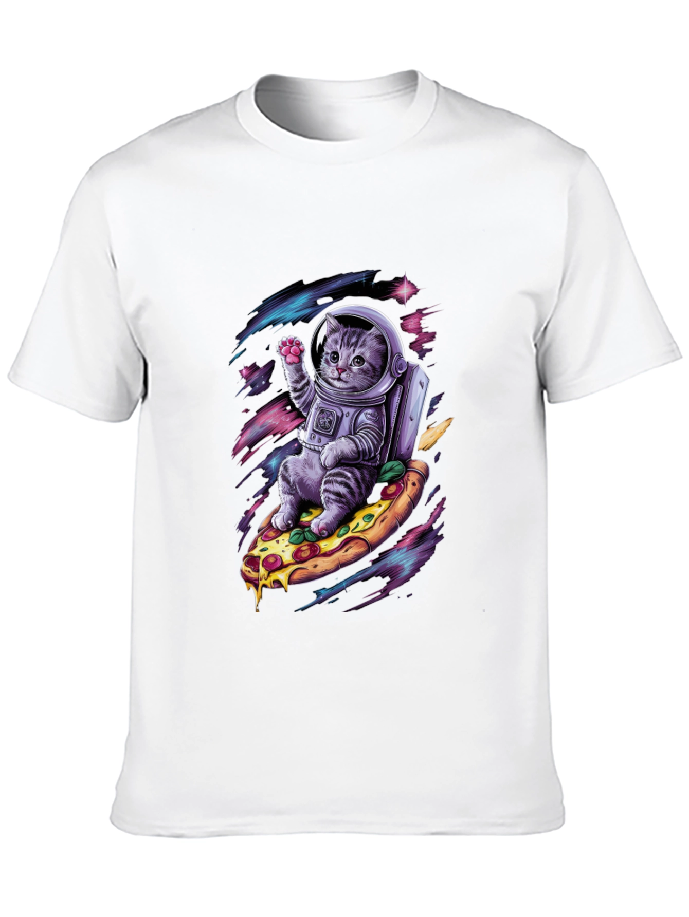 Astronaut Cat Pizza T-Shirt