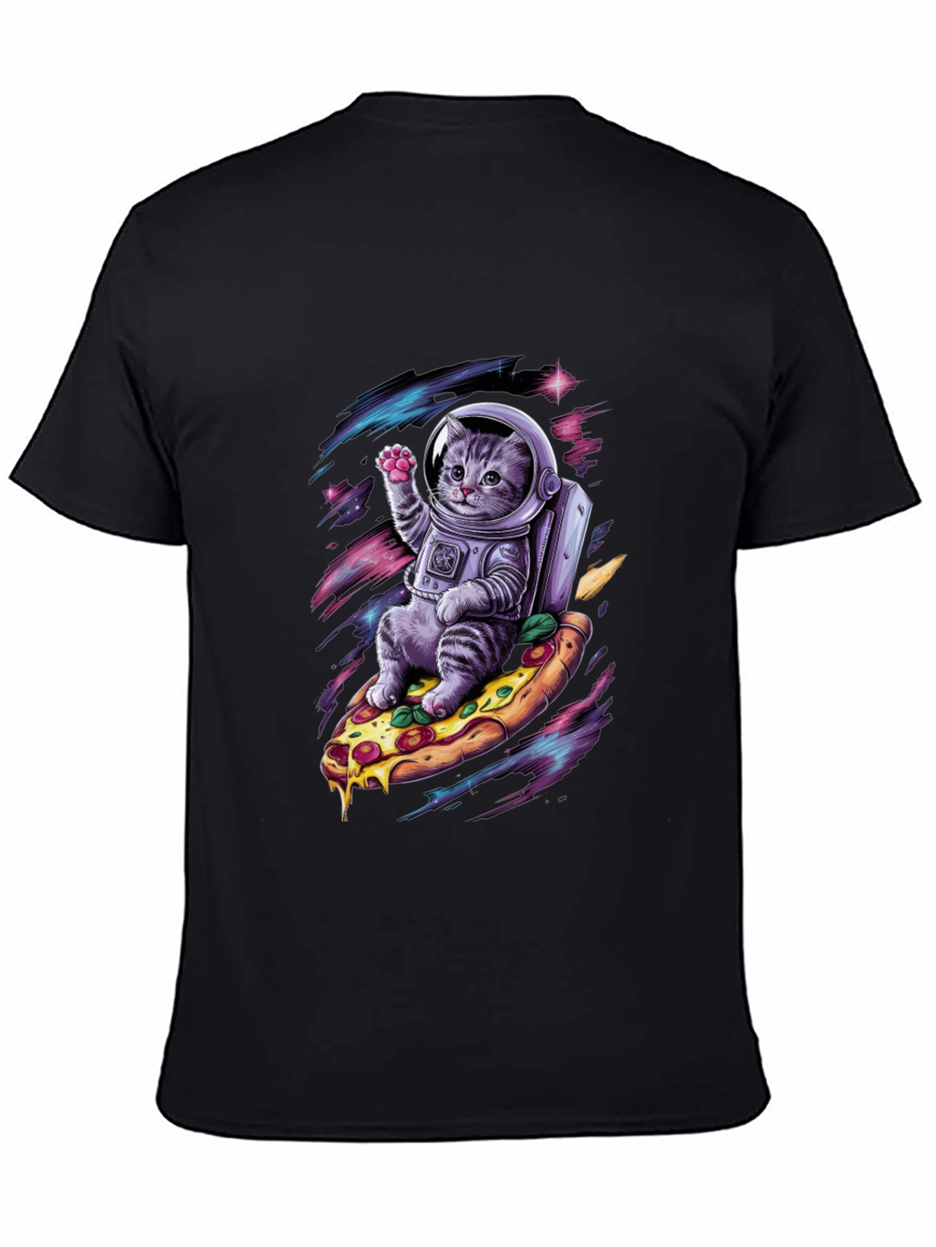 Astronaut Cat Pizza T-Shirt